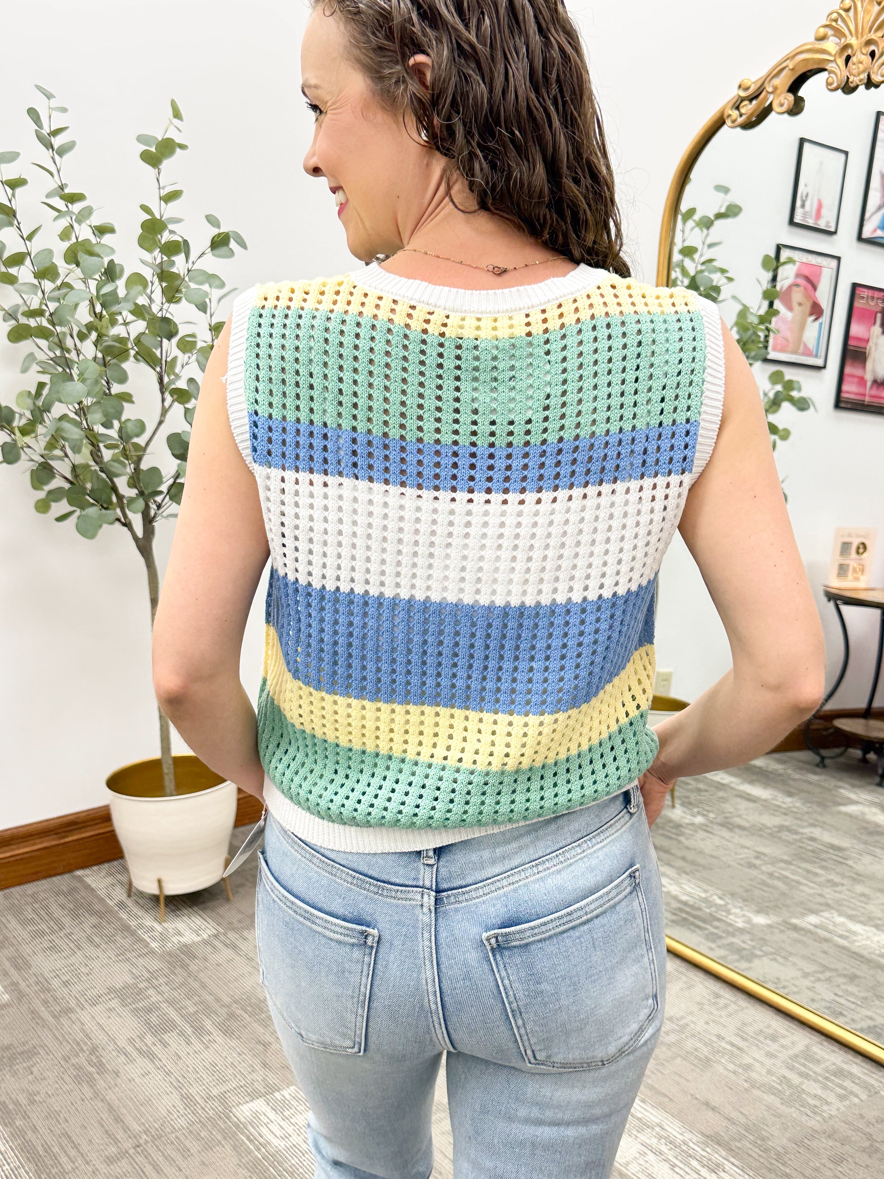 Color Block Knit Sweater Vest