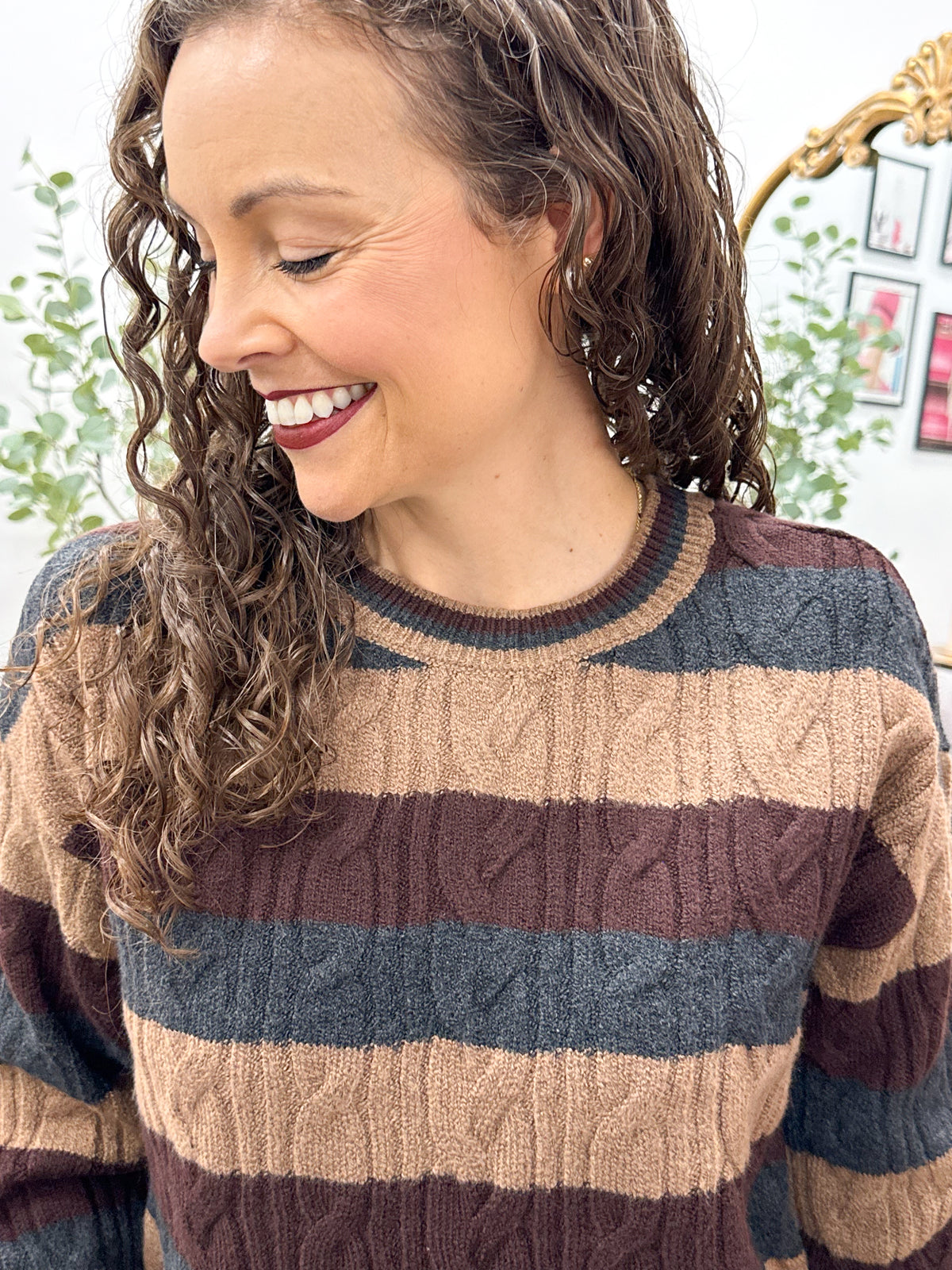 Carlisle Brown & Charcoal Stripe Sweater