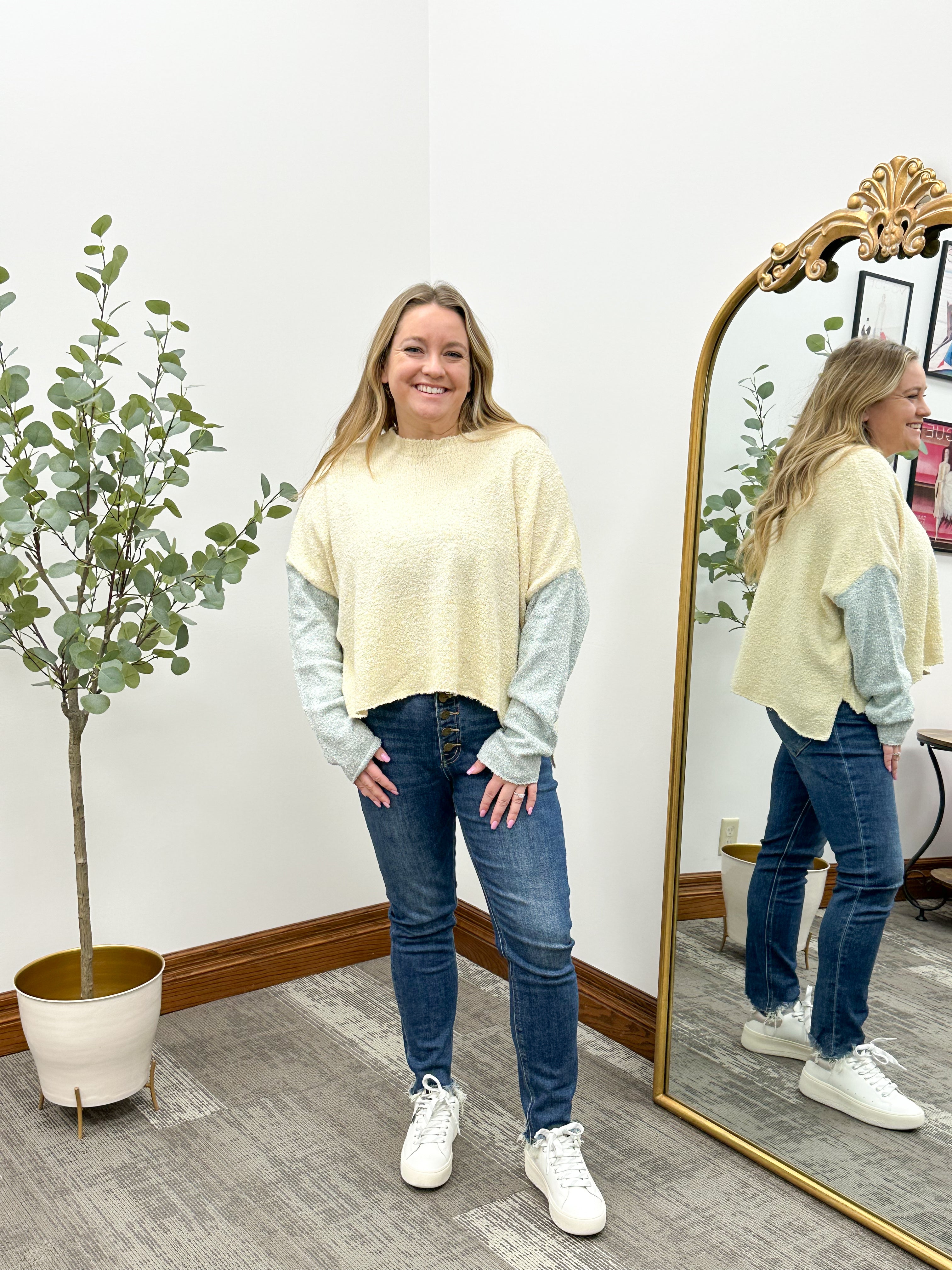 Bella Cropped Colorblock Sweater