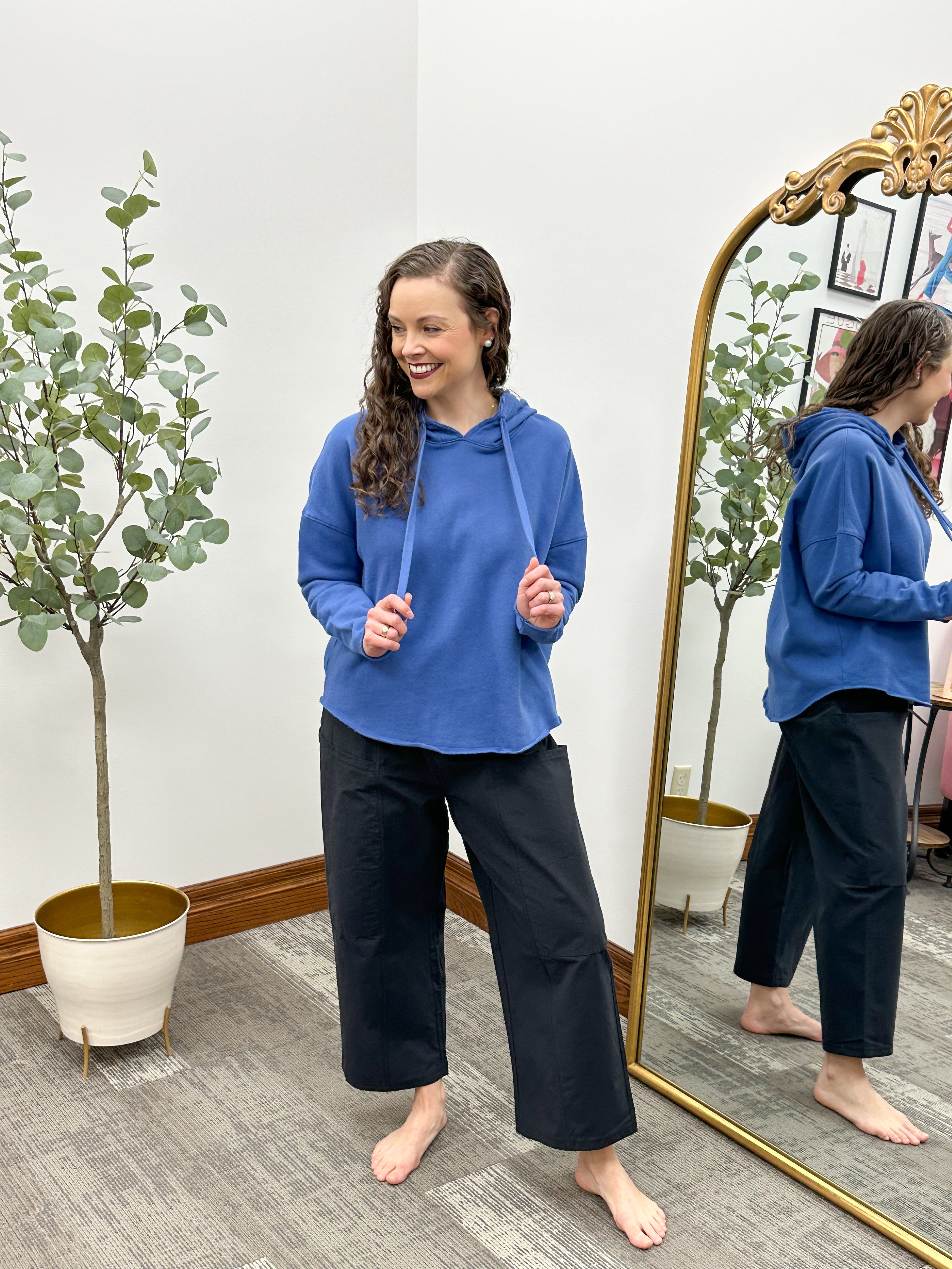 Blue Oversized Hooded Sweatshirt
