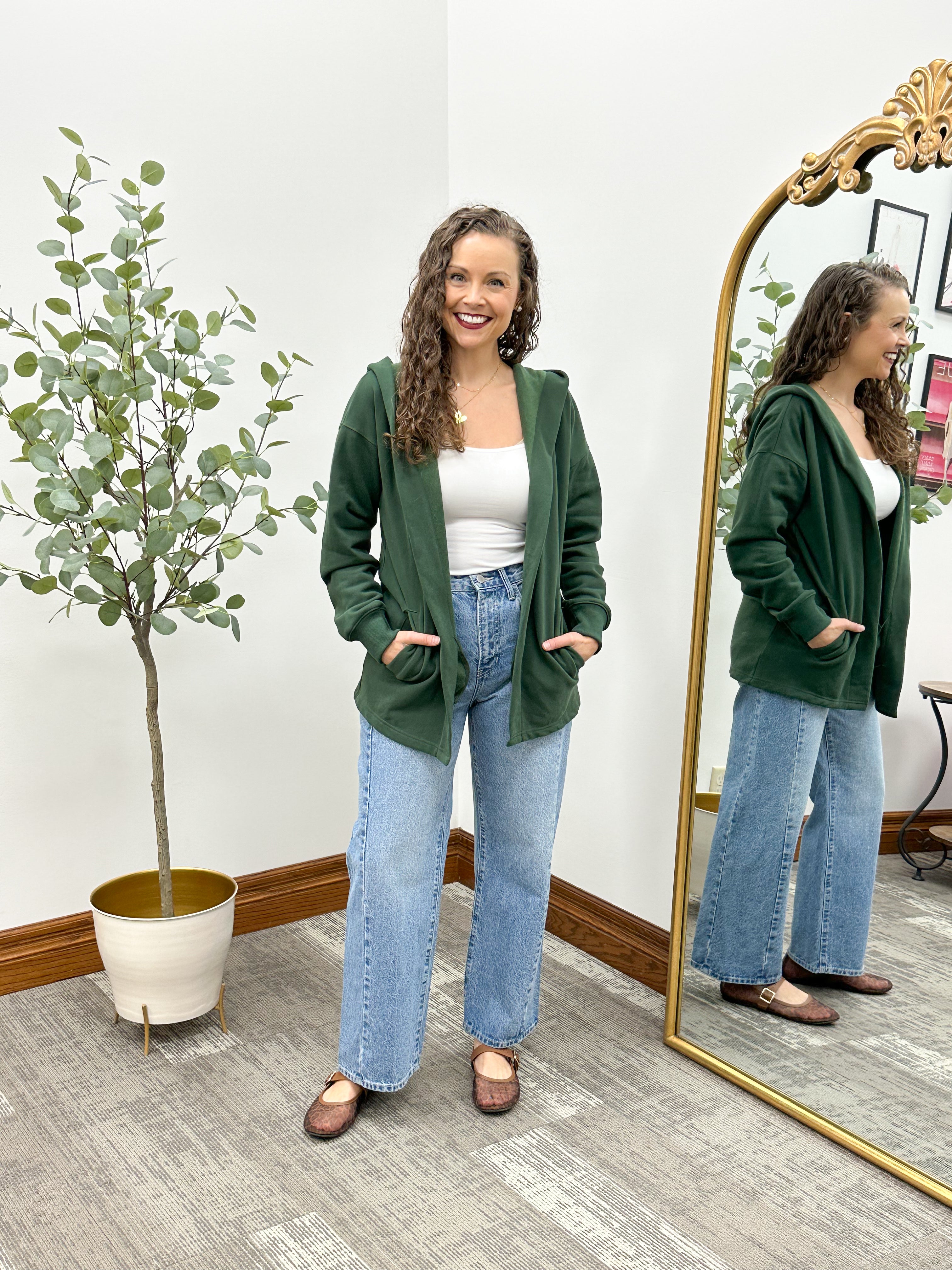 Hunter Green Hooded Cardigan