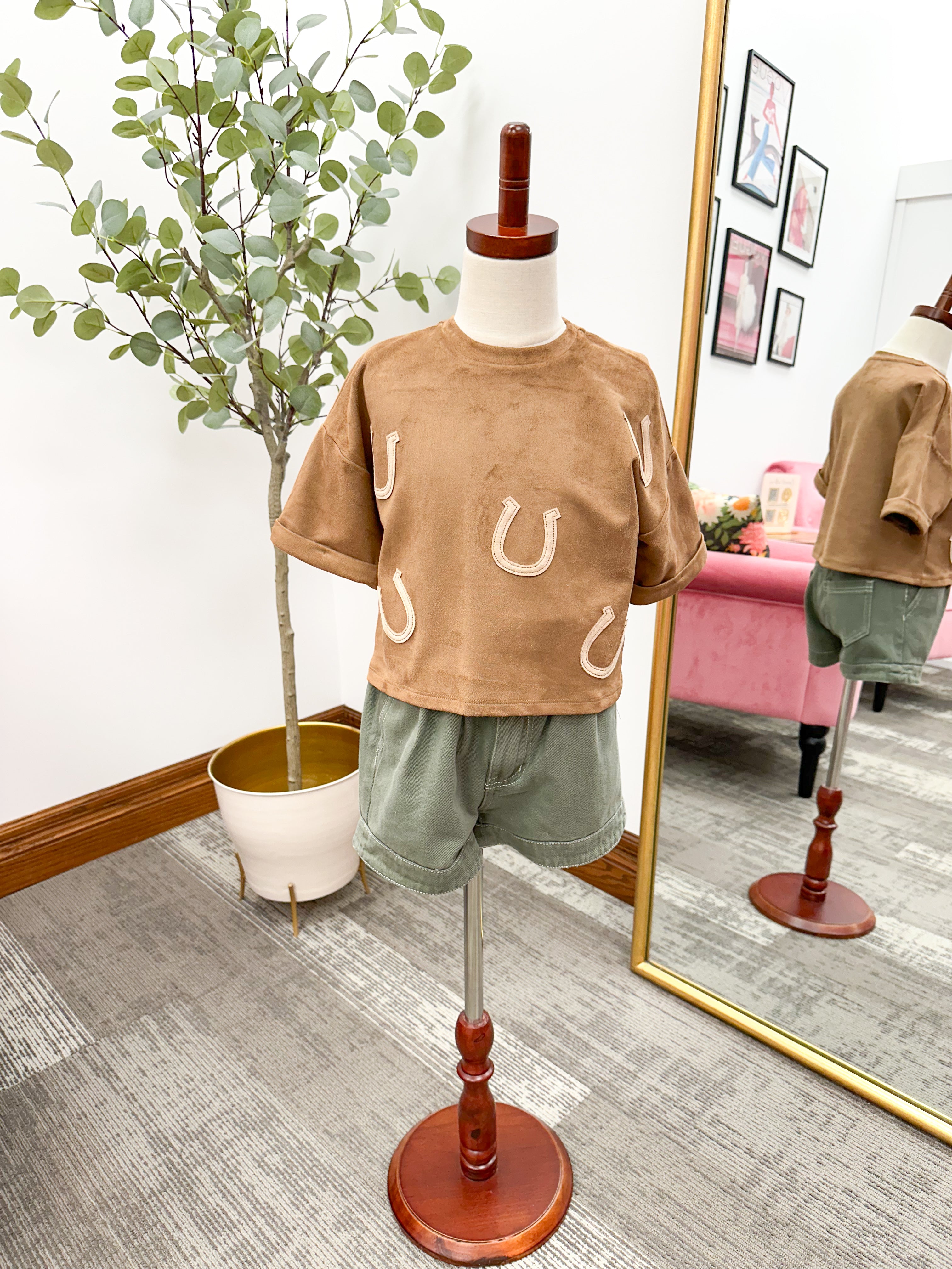 Girls Horseshoe Suede T-Shirt