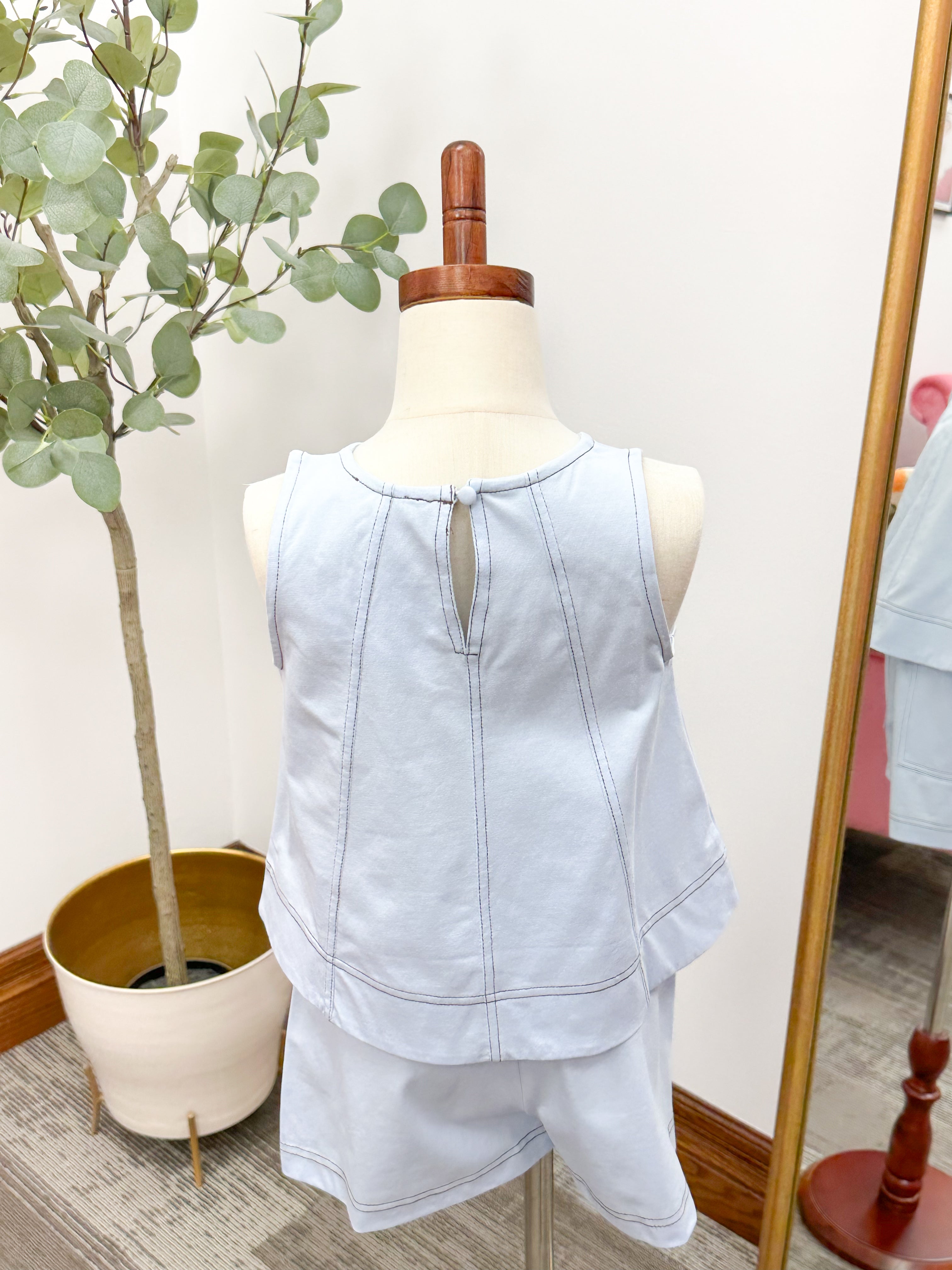 Girls Baby Blue Tank & Shorts Set
