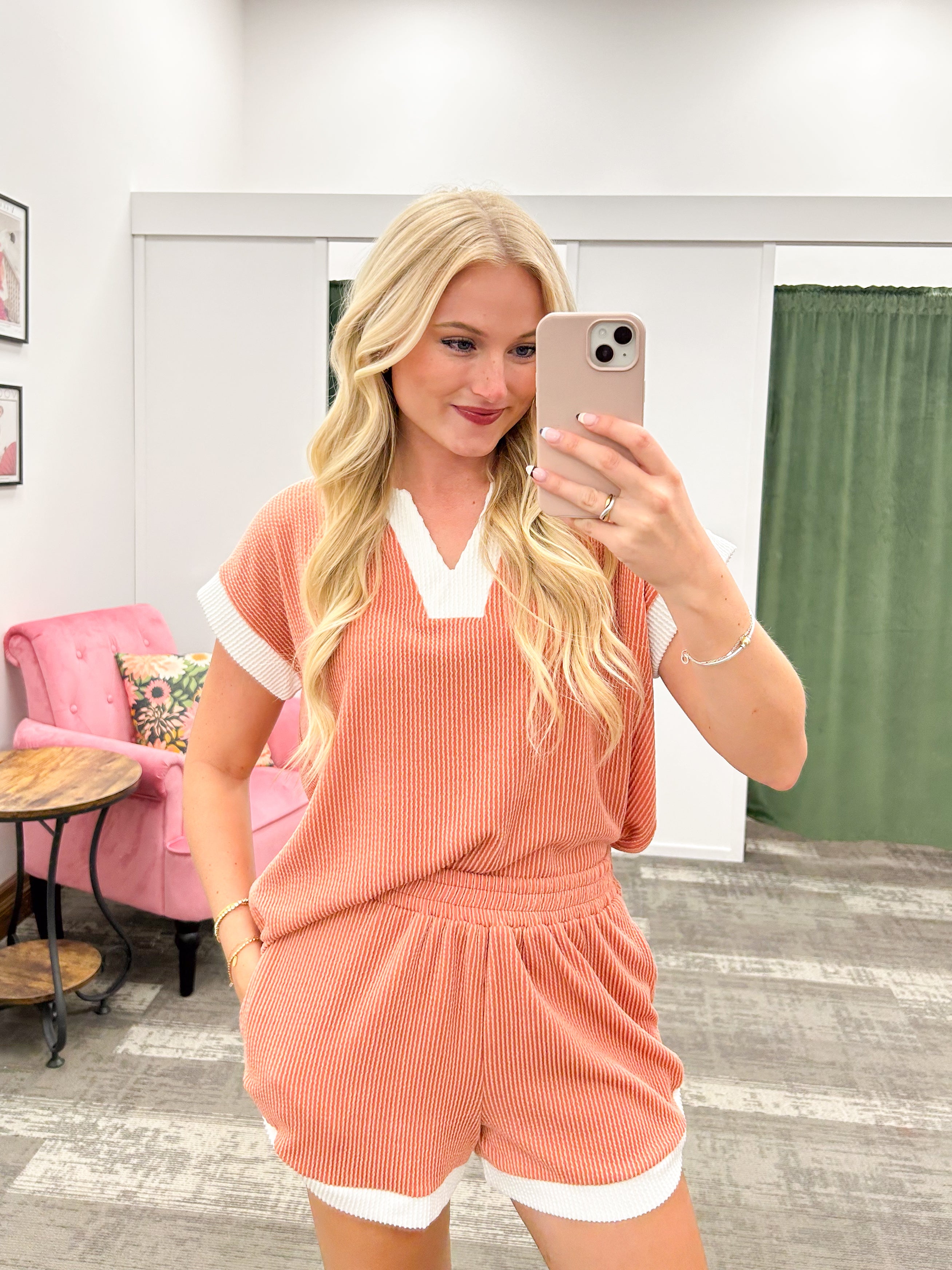 Ribbed Top & Shorts Matching Set