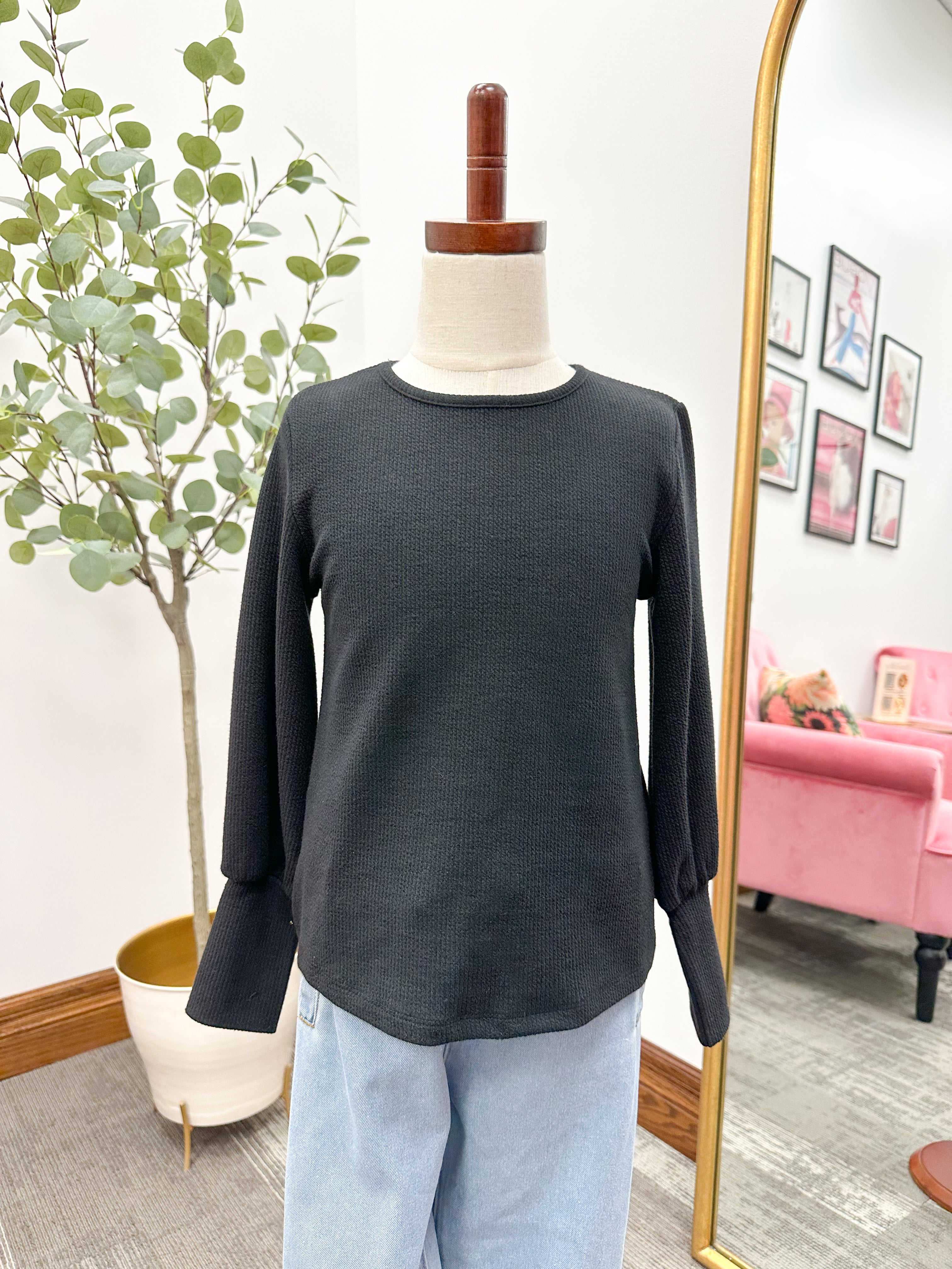 Girls Ribbed Long Sleeve Top