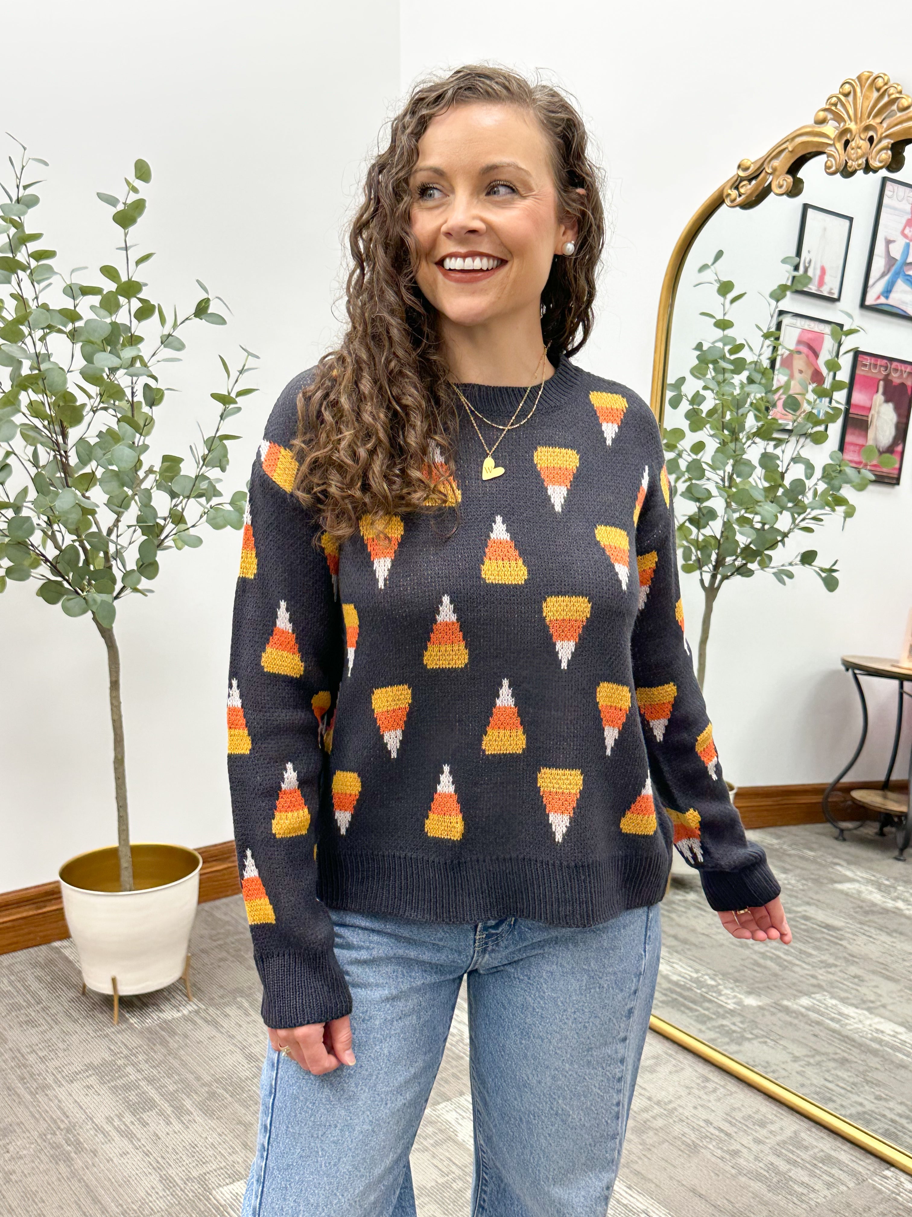 Candy Corn Printed Sweater