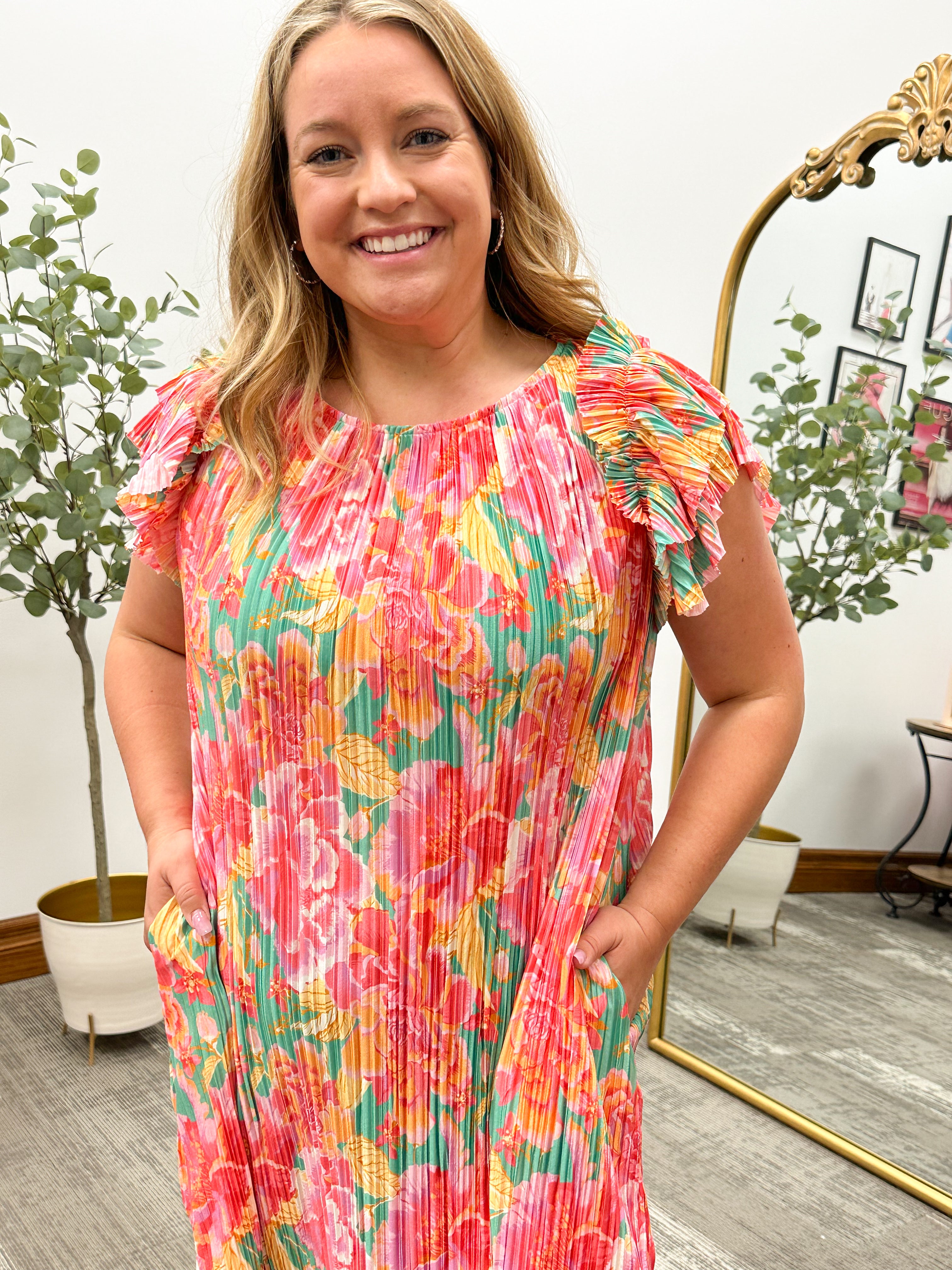 Tori Floral Pleated Mini Dress