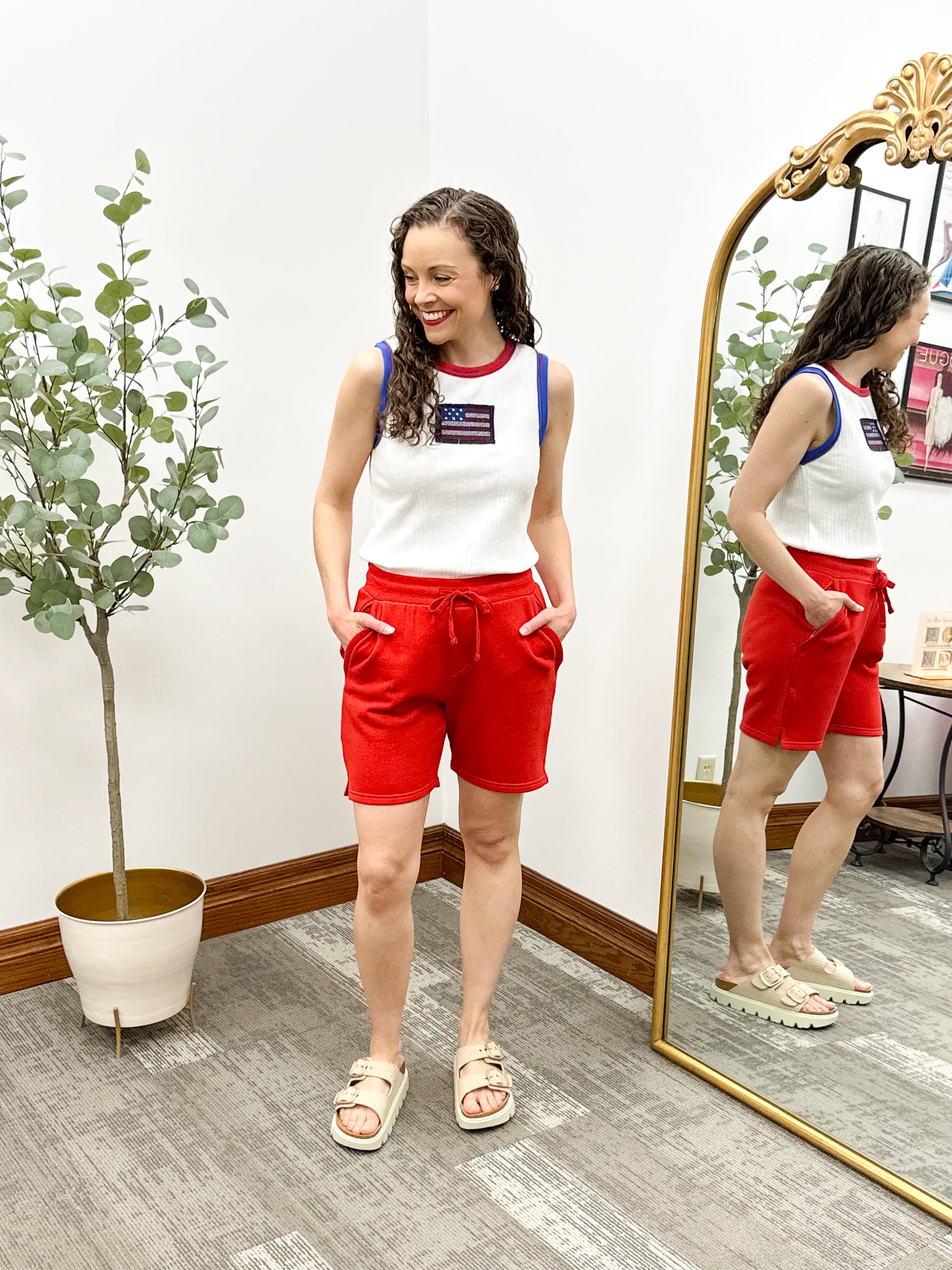 Red French Terry Lounge Shorts