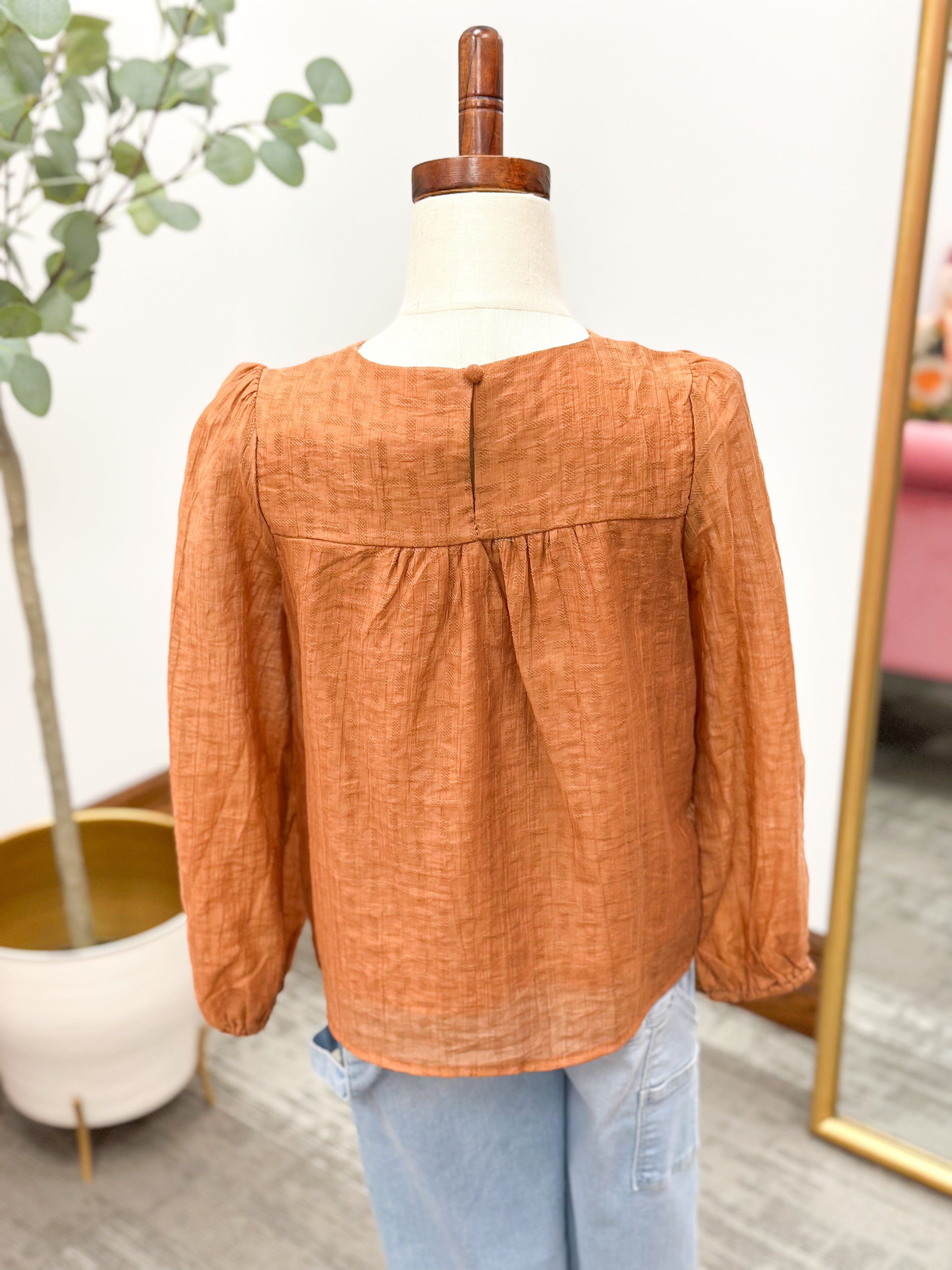 Girls Ruffle Puff Sleeve Blouse