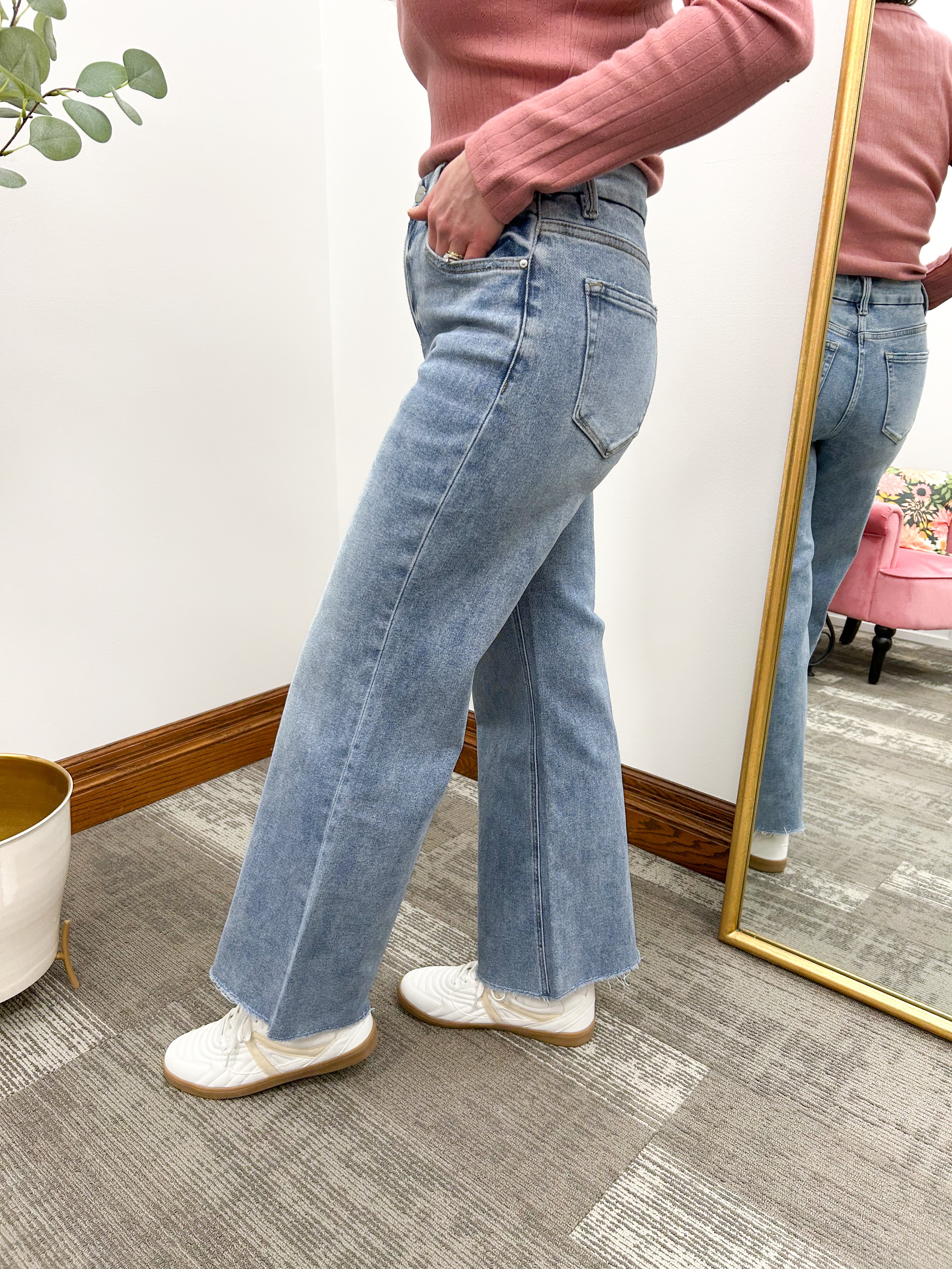 Medium Wash Super HR Wide Leg Jeans