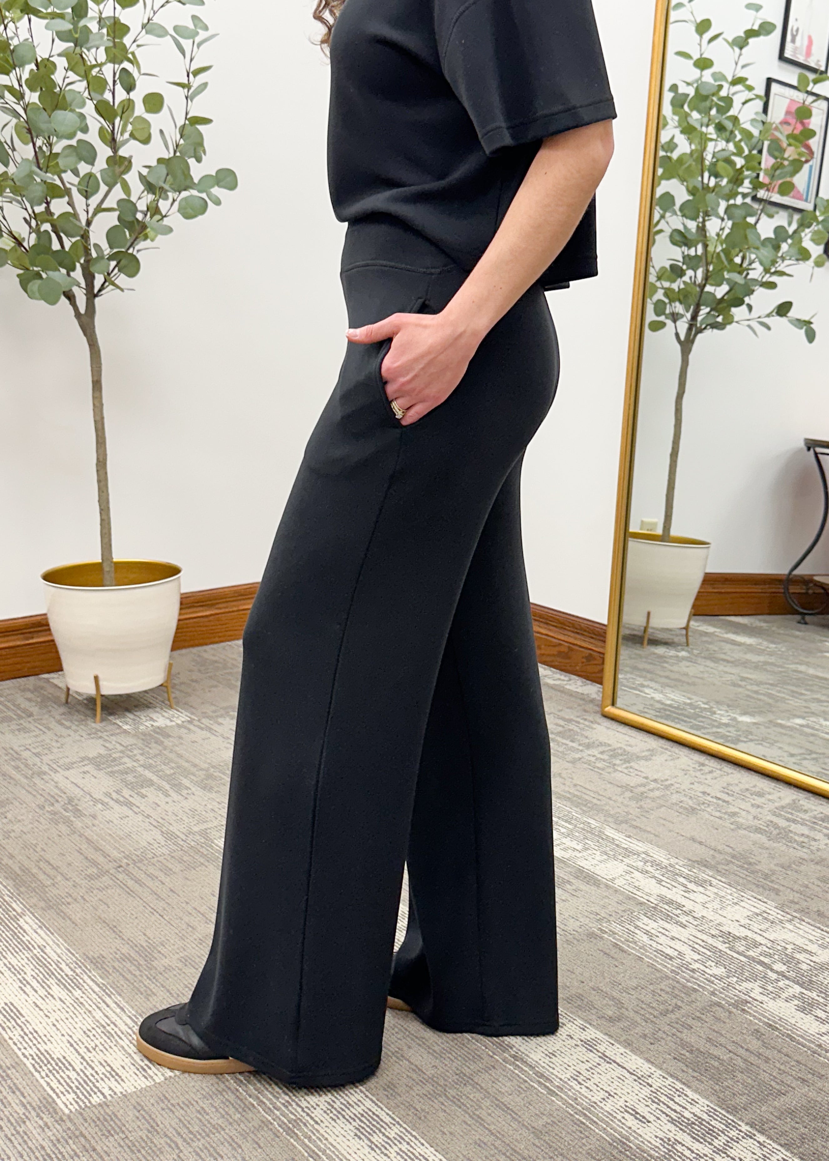 Black Wide Leg Lounge Set