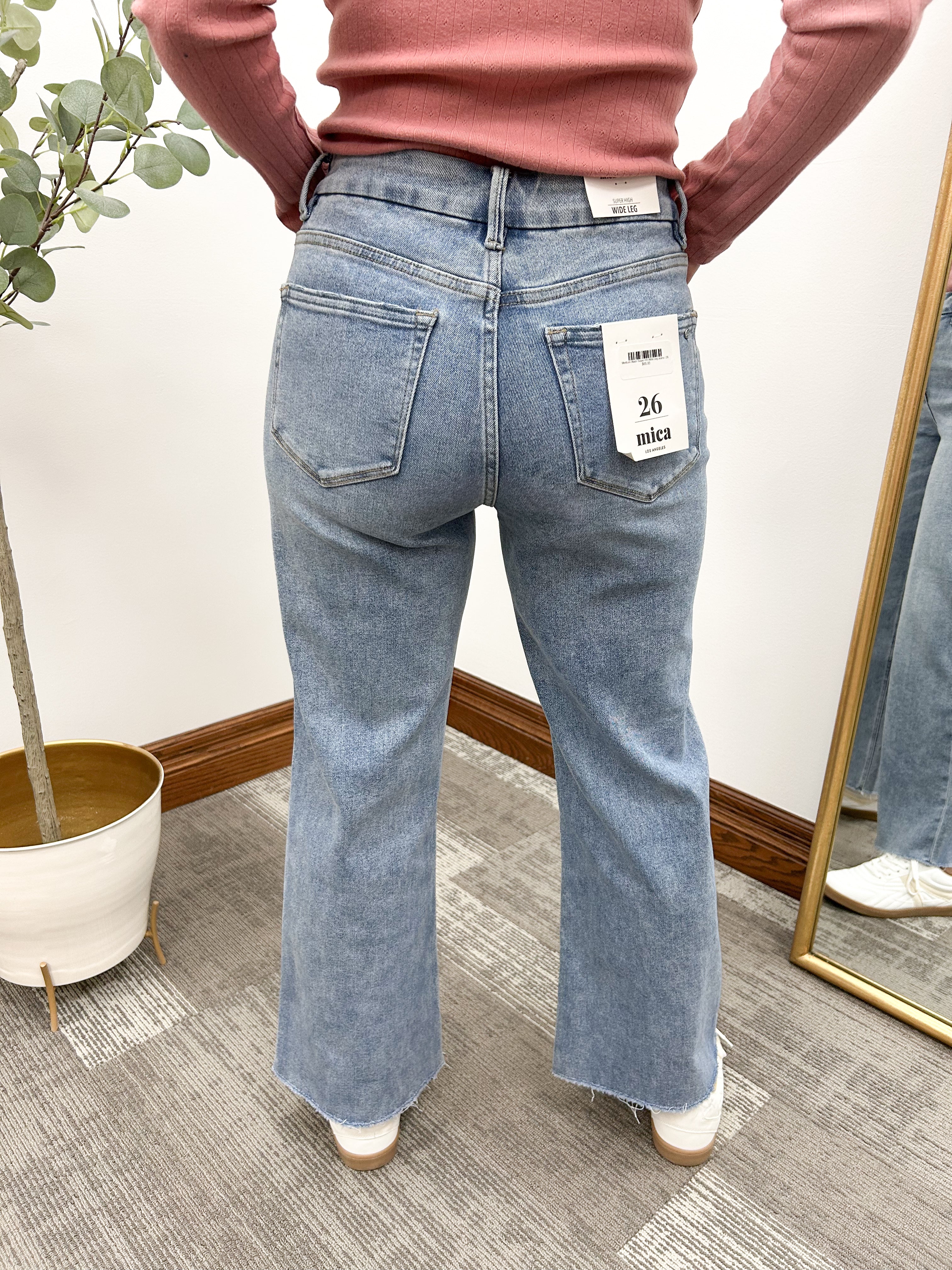 Medium Wash Super HR Wide Leg Jeans