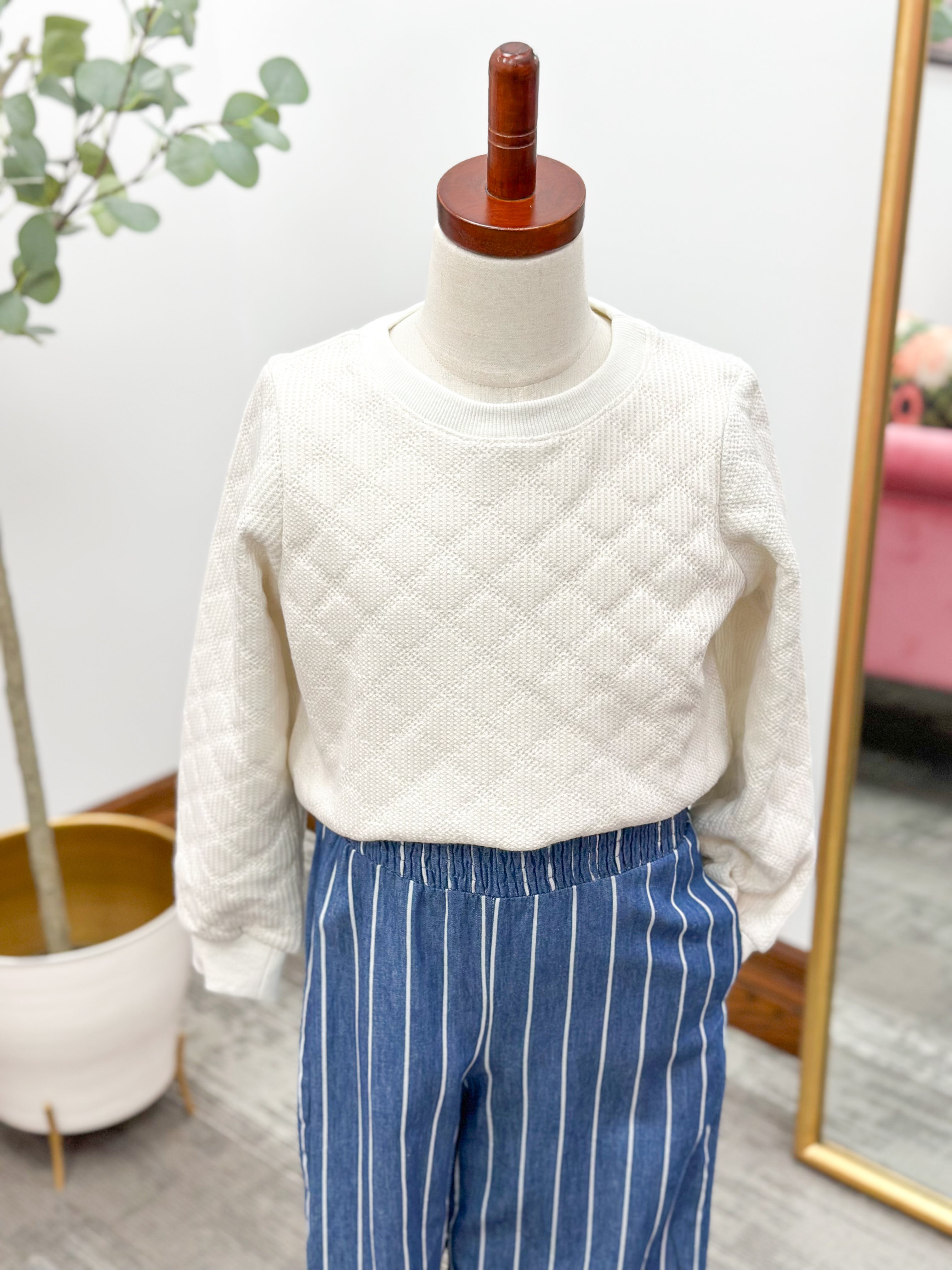 Girls Quilted Pullover Sweatshirt