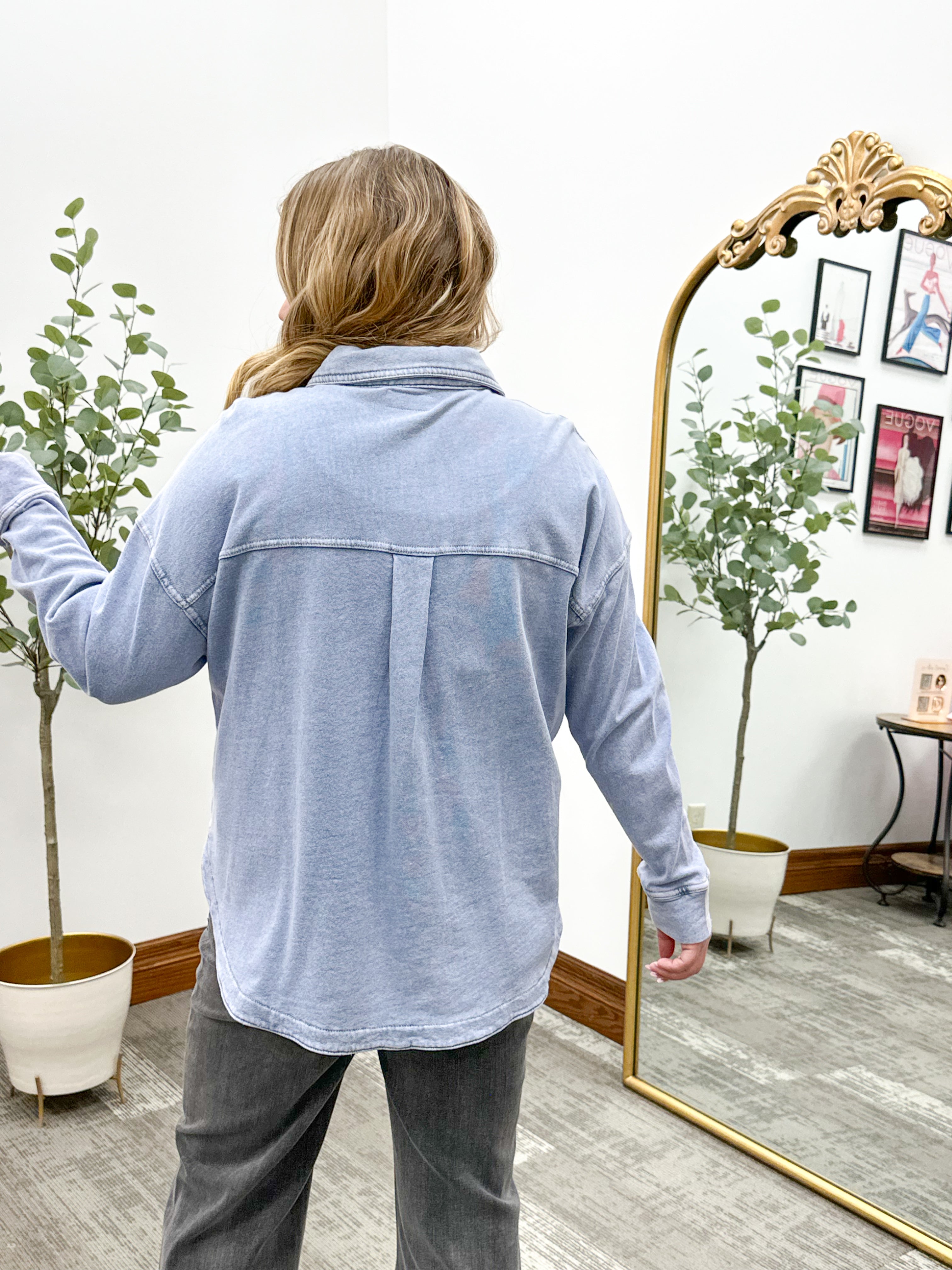 Terry Cloth Denim Shacket