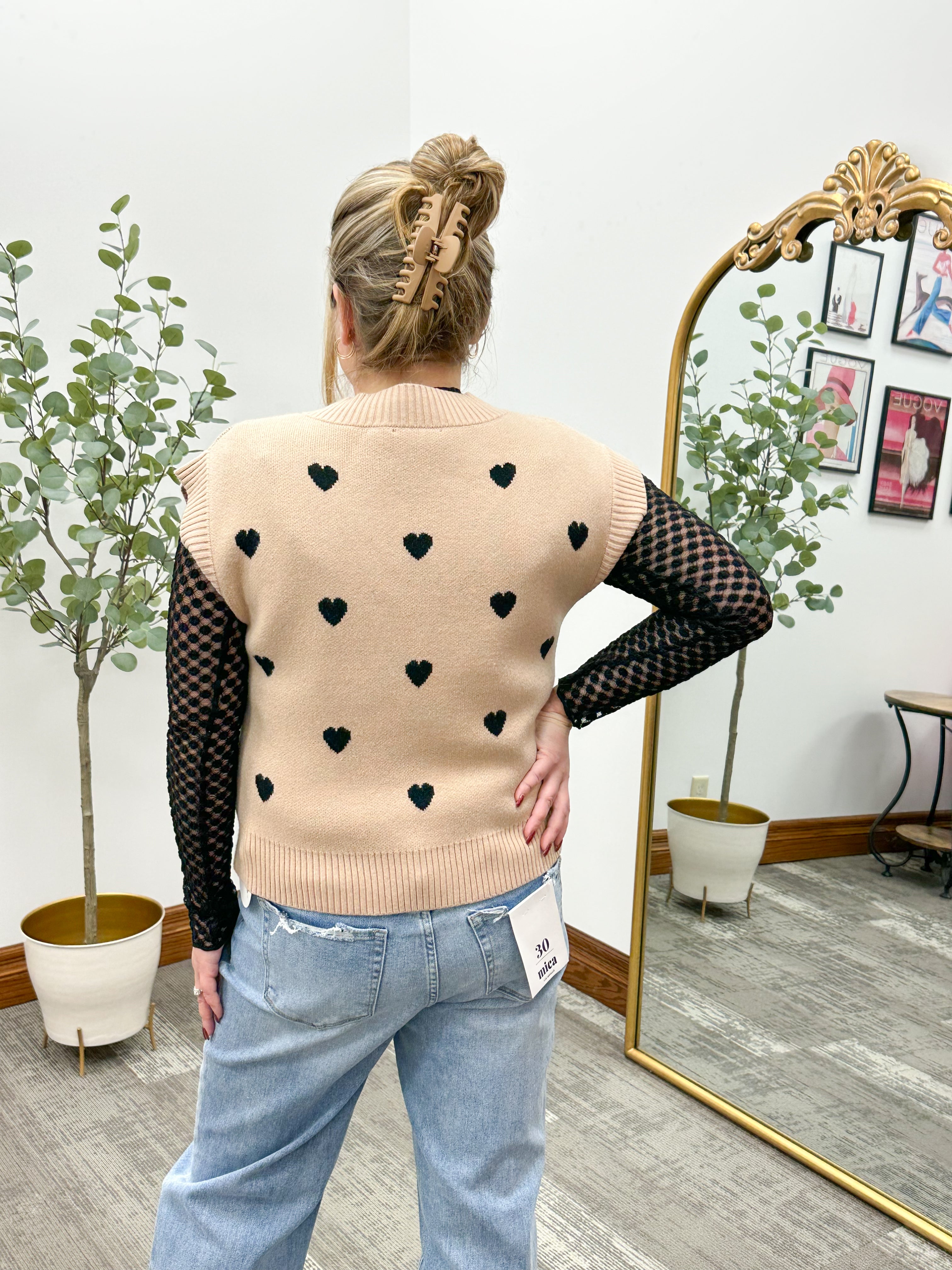 Heart Print Sweater Vest