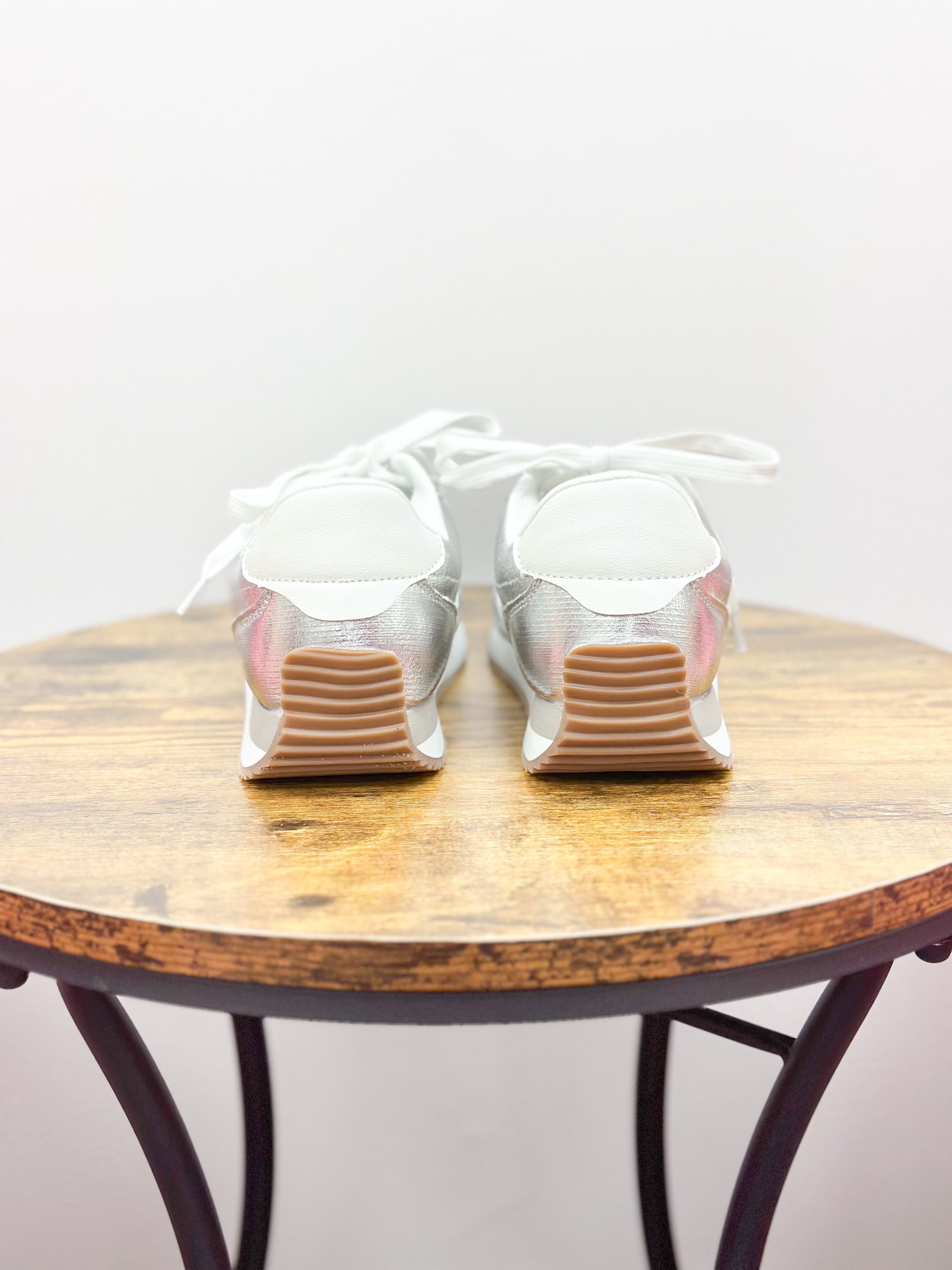 Corkys Kickoff Metallic Crinkle Silver Sneakers