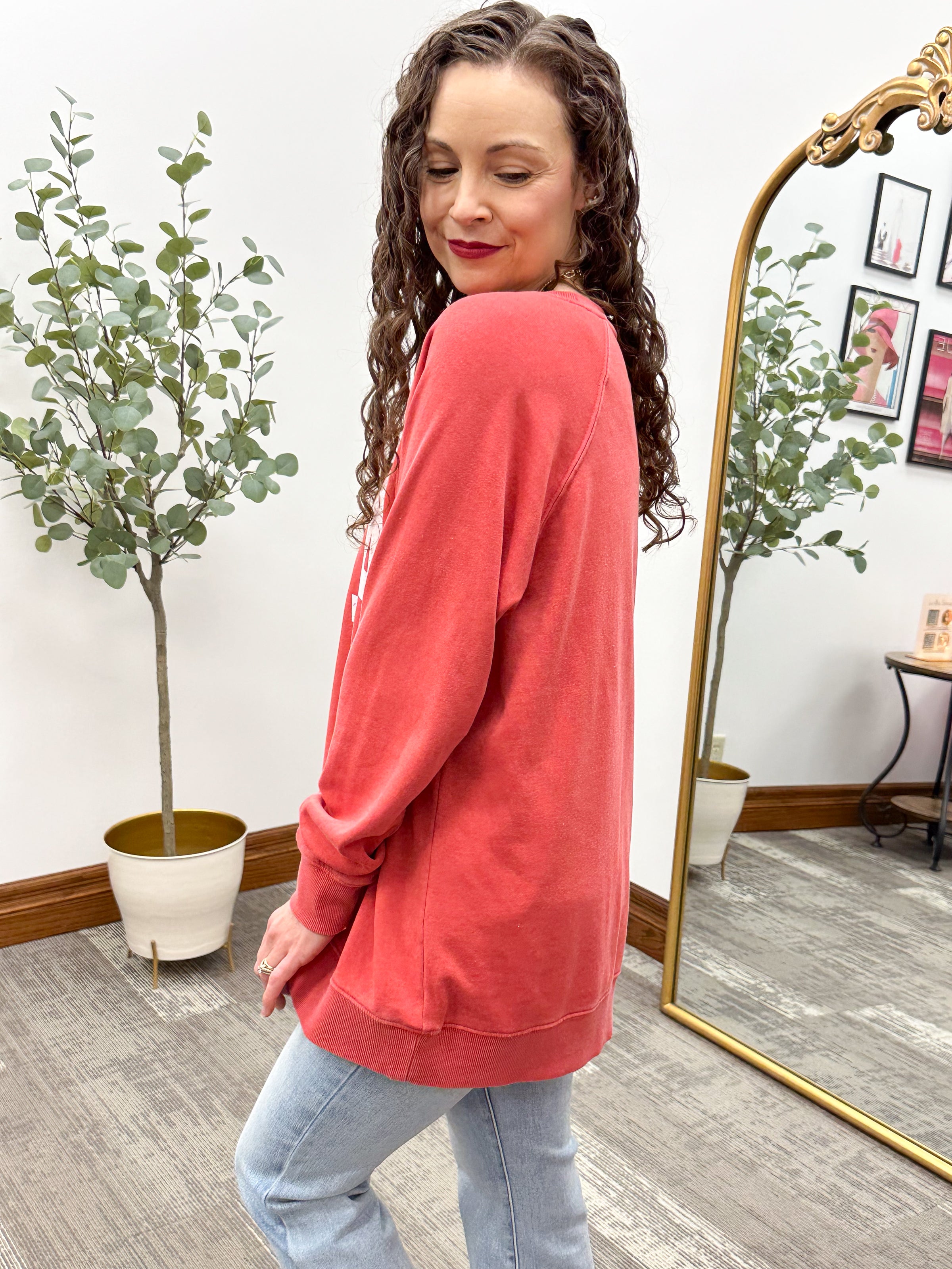Oversized Red USA Sweatshirt