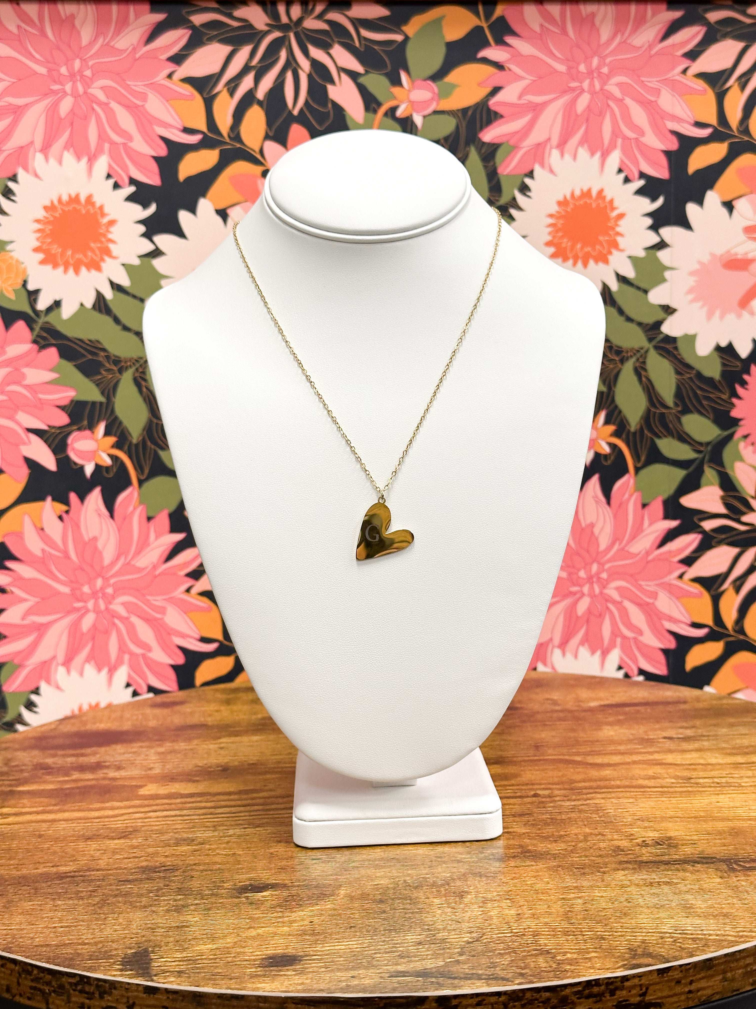 Gold Initial Heart Necklace