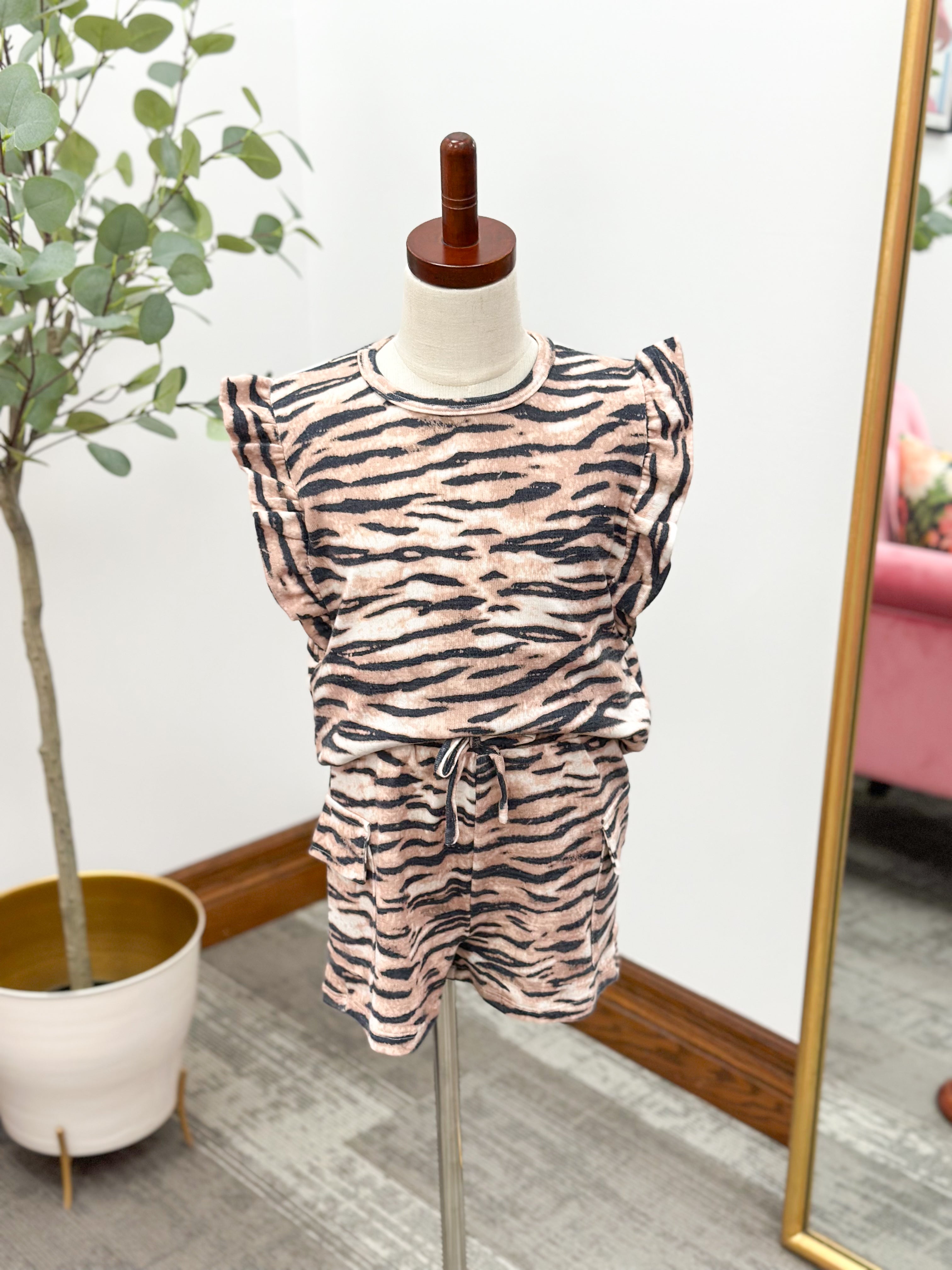 Girls Tiger Stripe Short Set