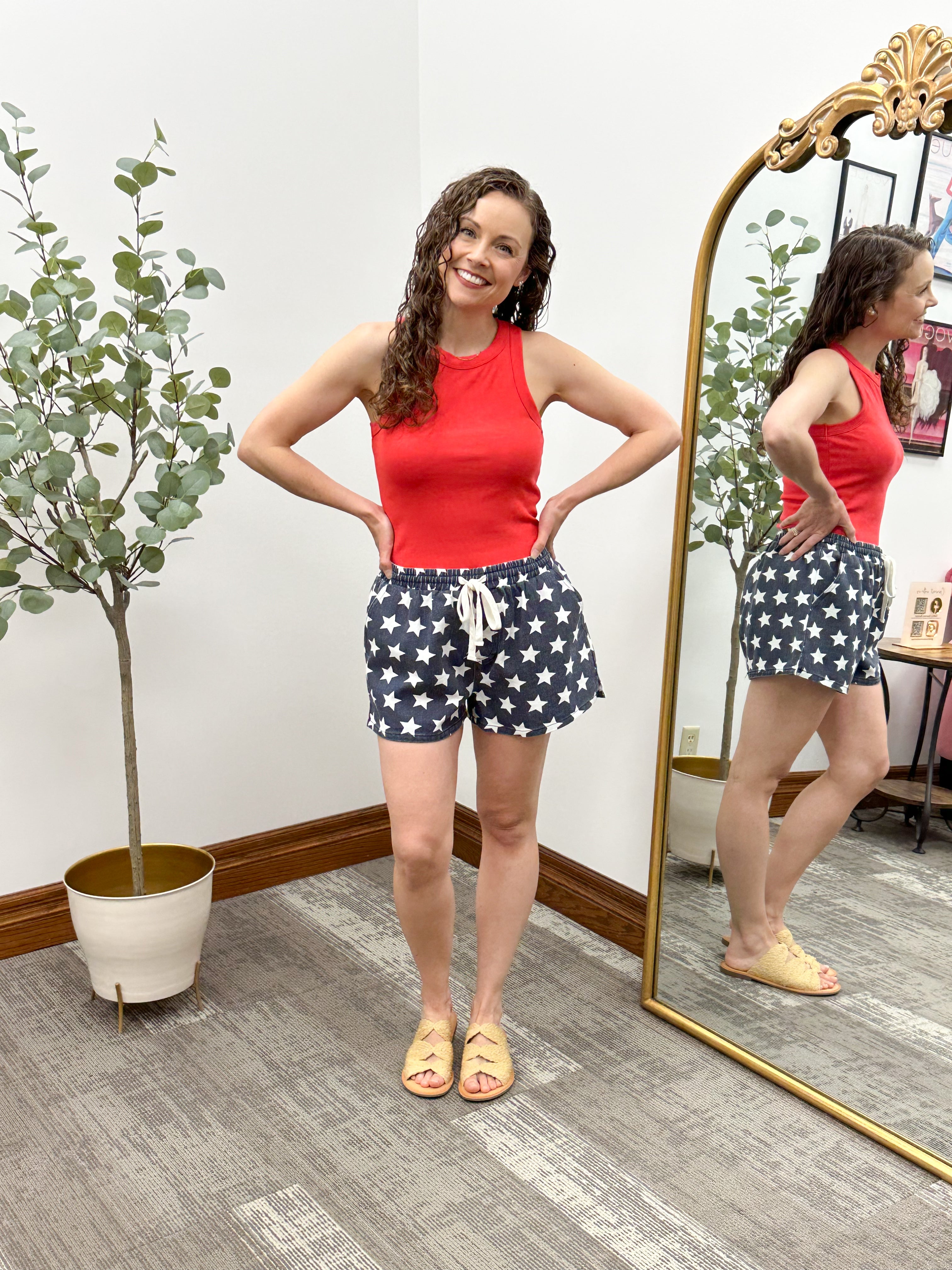 Red Ribbed Knit Tank Top