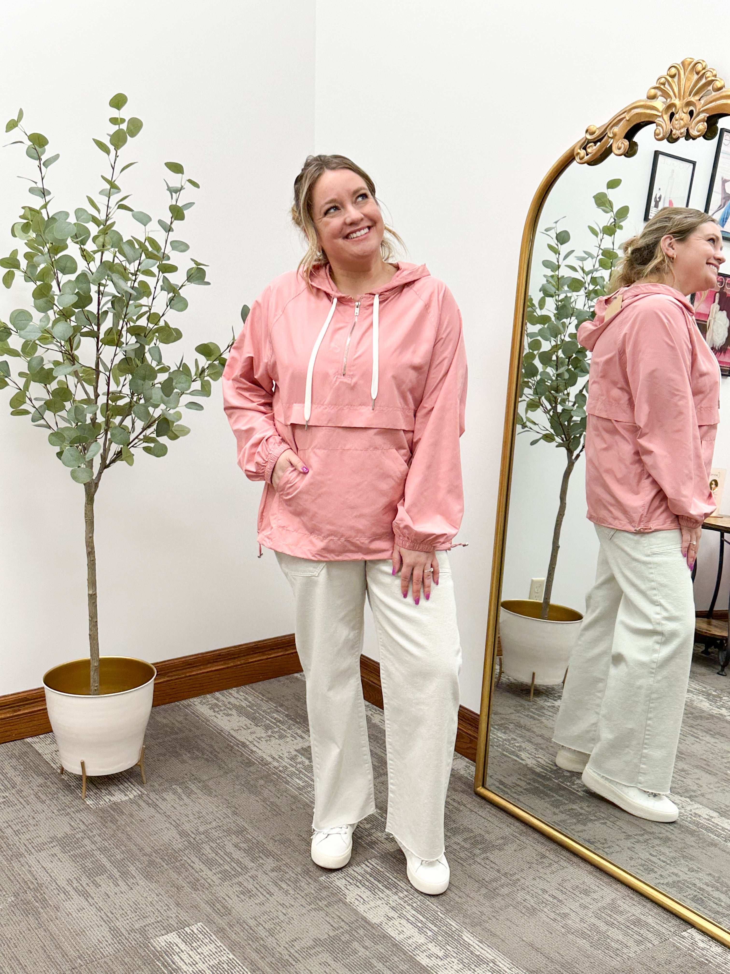 CeCe 1/2 Zip Hooded Windbreaker