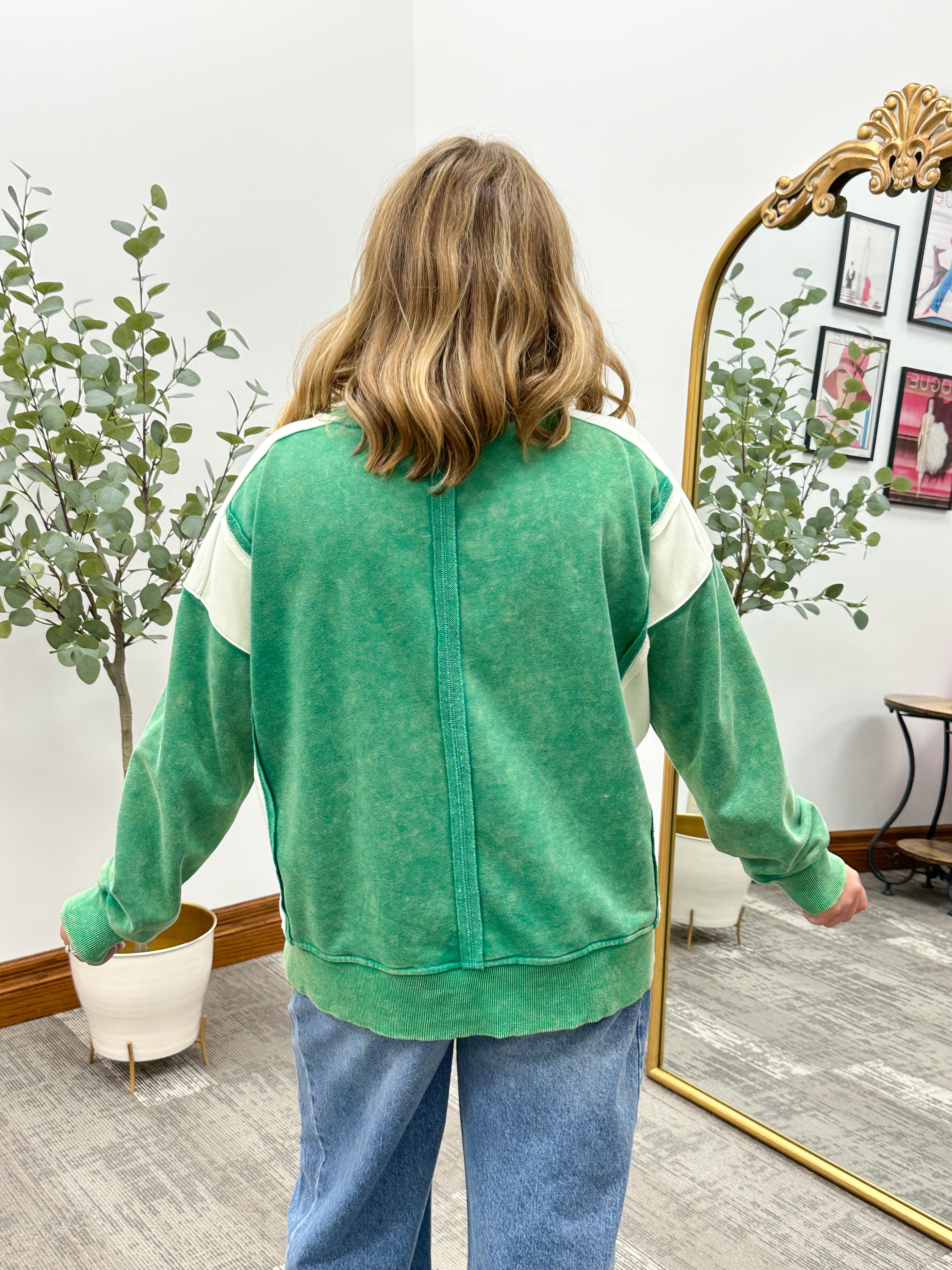 Oversized Green Terry Sweatshirt