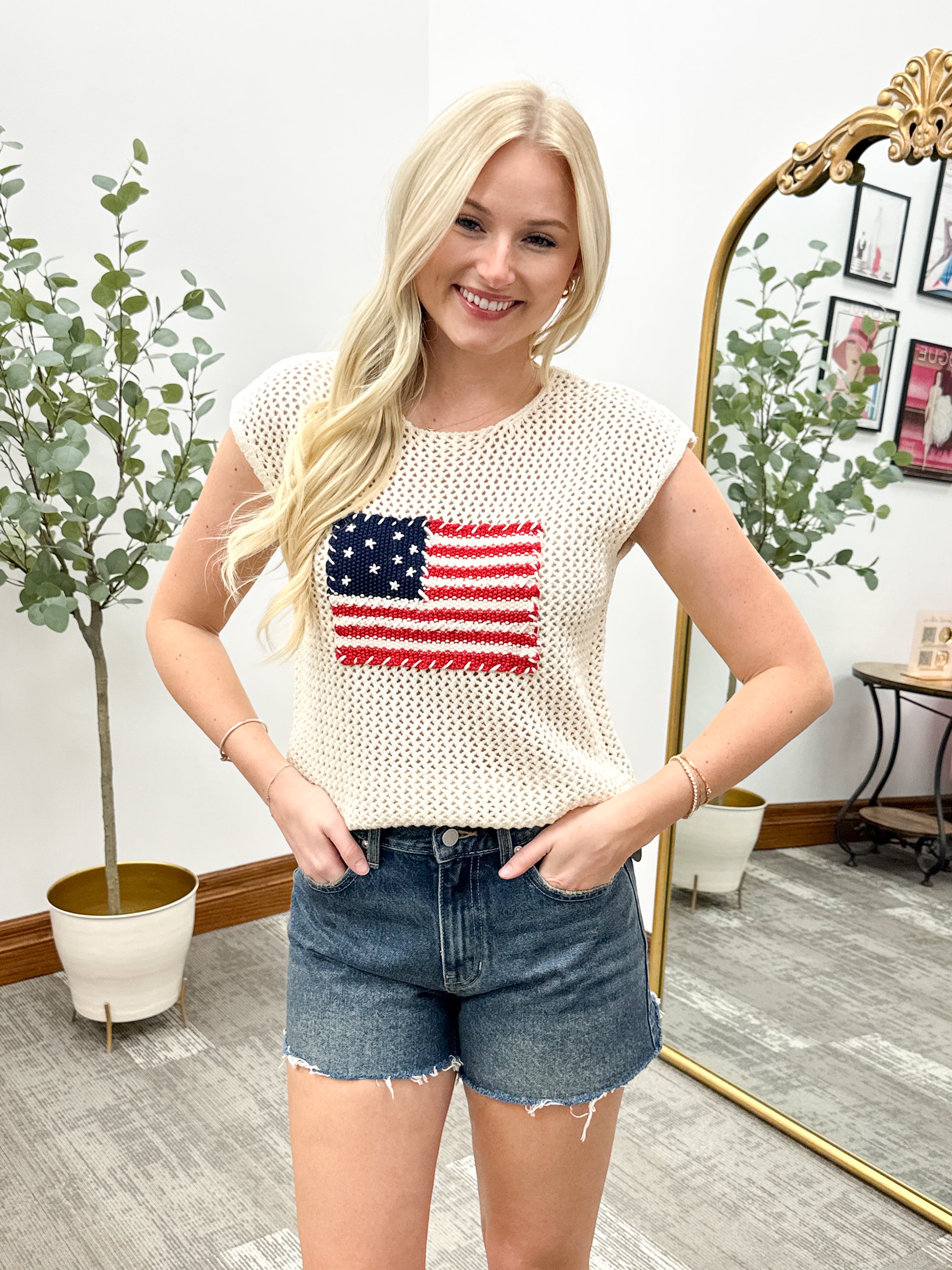 American flag top, American flag sweater, short sleeve American flag shirt, 4th of July shirt