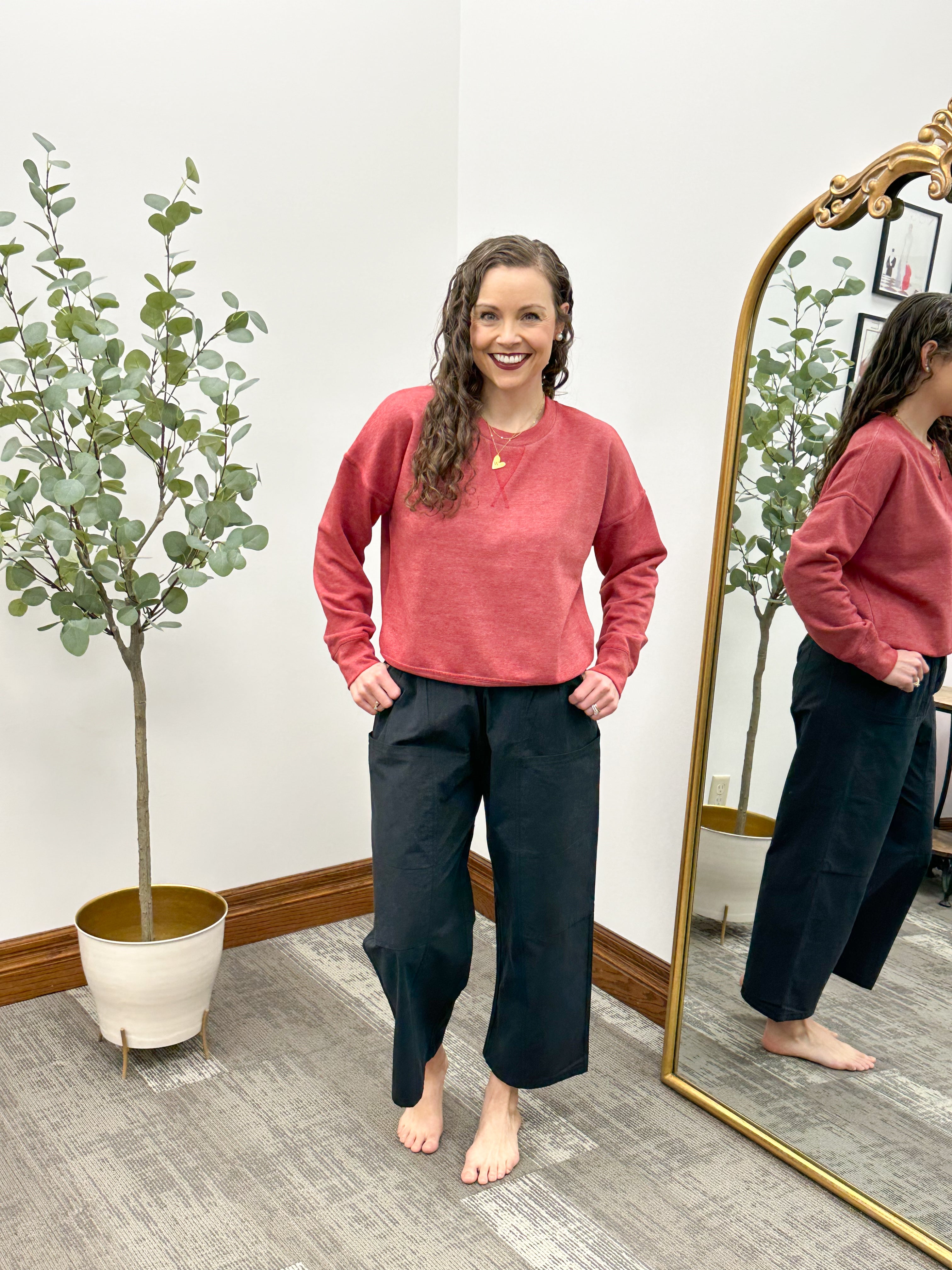 Wide Leg Athleisure Ankle Pants