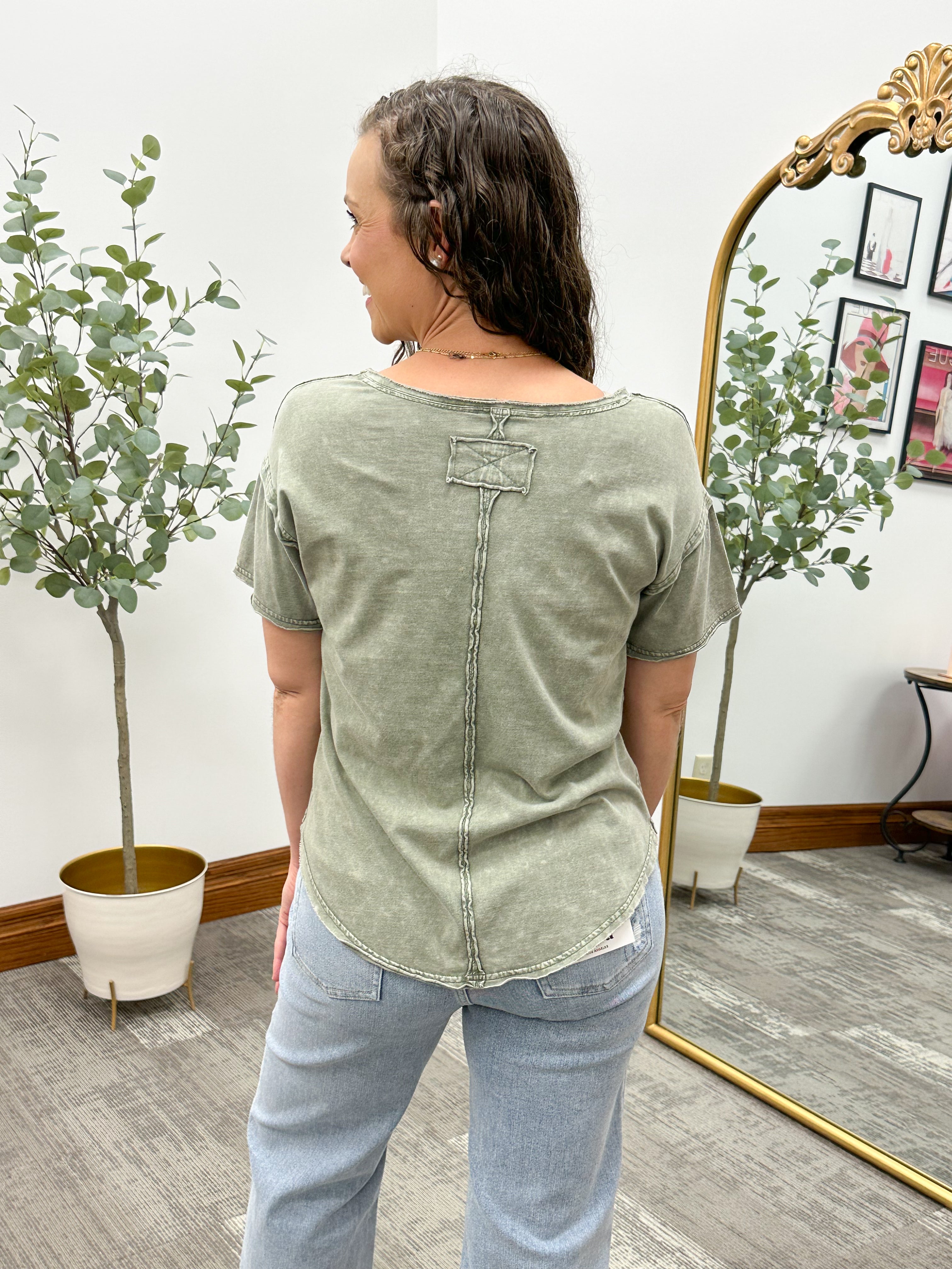 Freya Olive Raw Hem T-Shirt