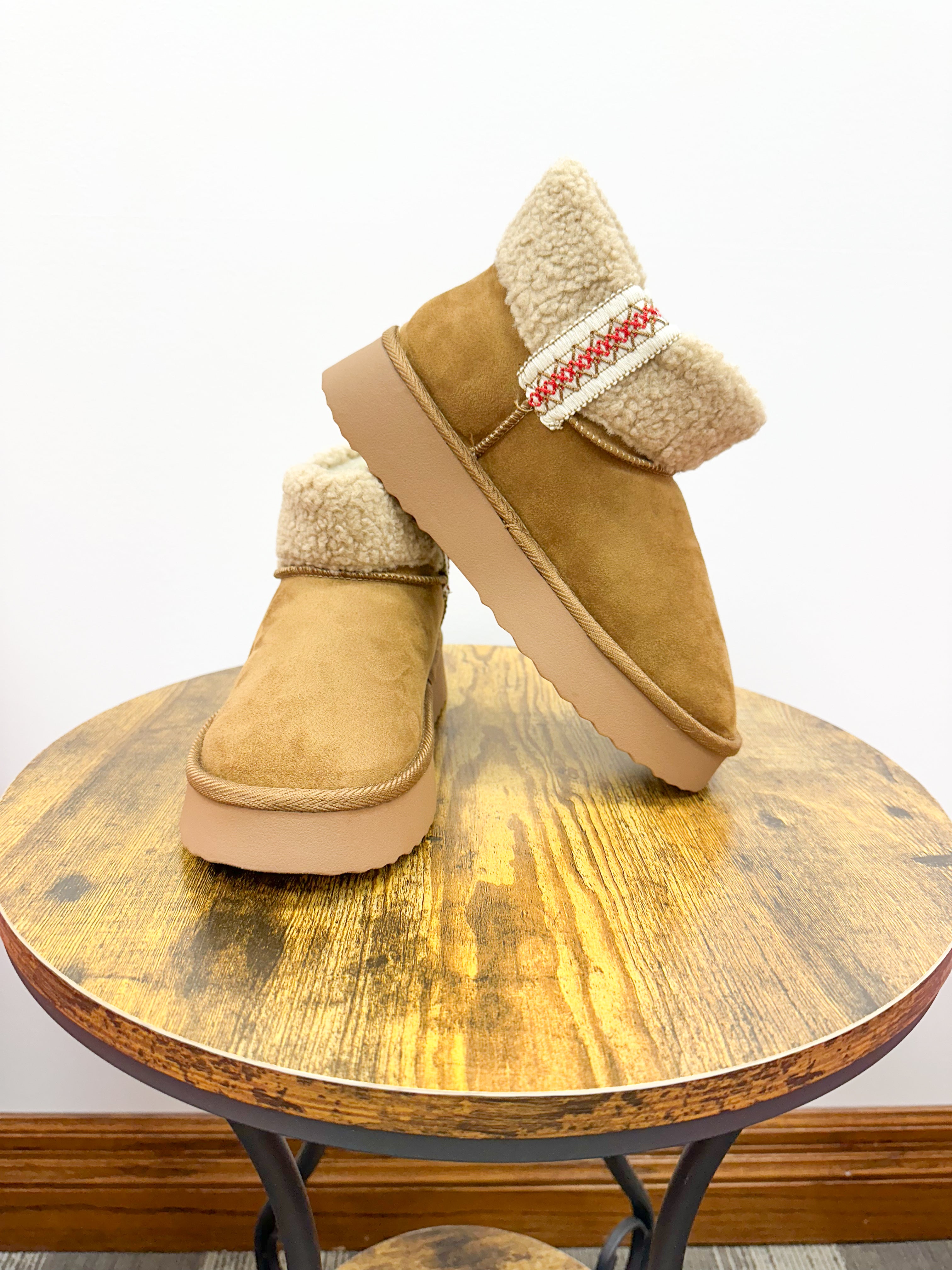 MIA Faux Shearling Tan Platform Bootie UGG Dupe