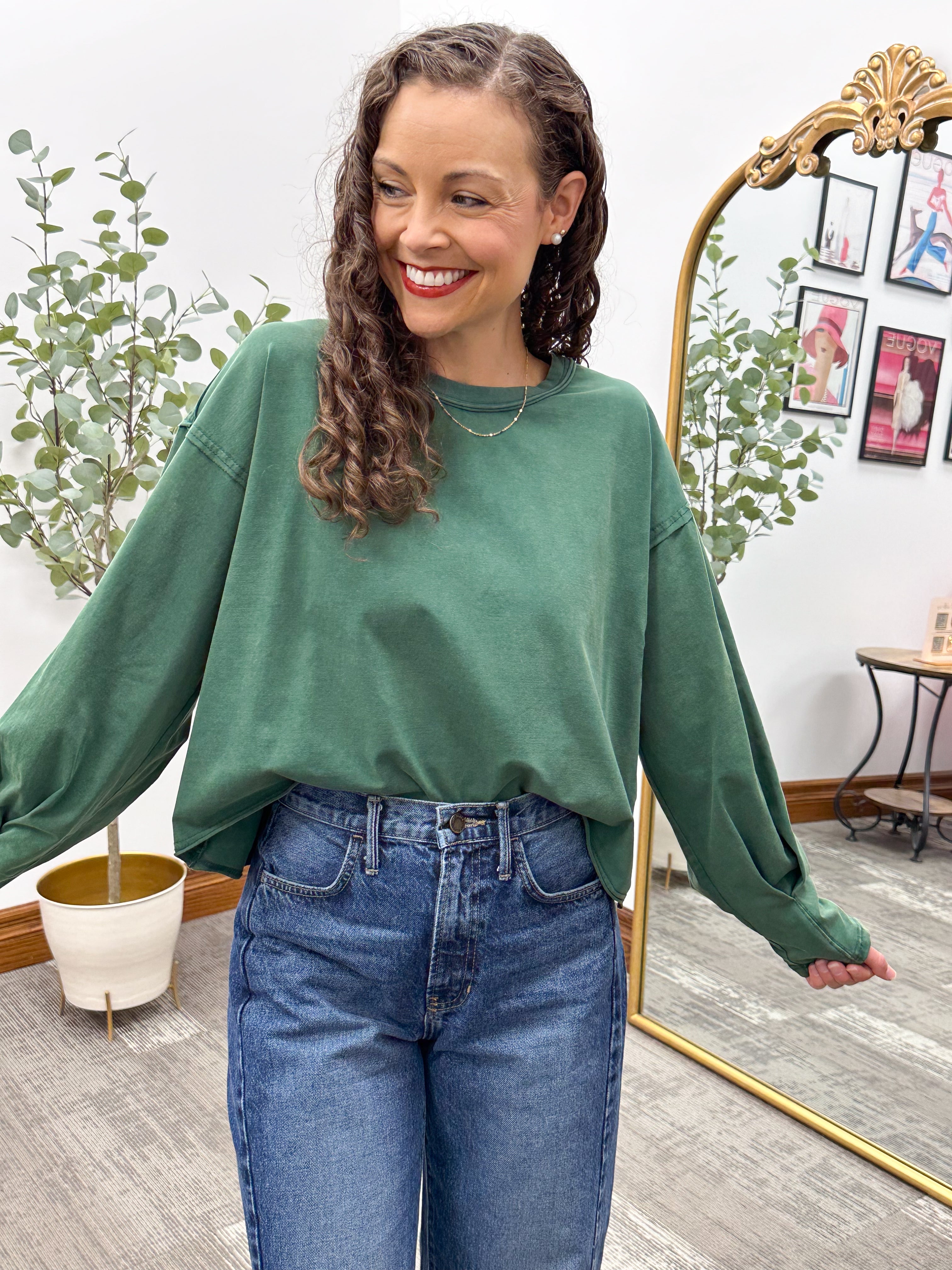 Cropped Oversized Long Sleeve Shirt