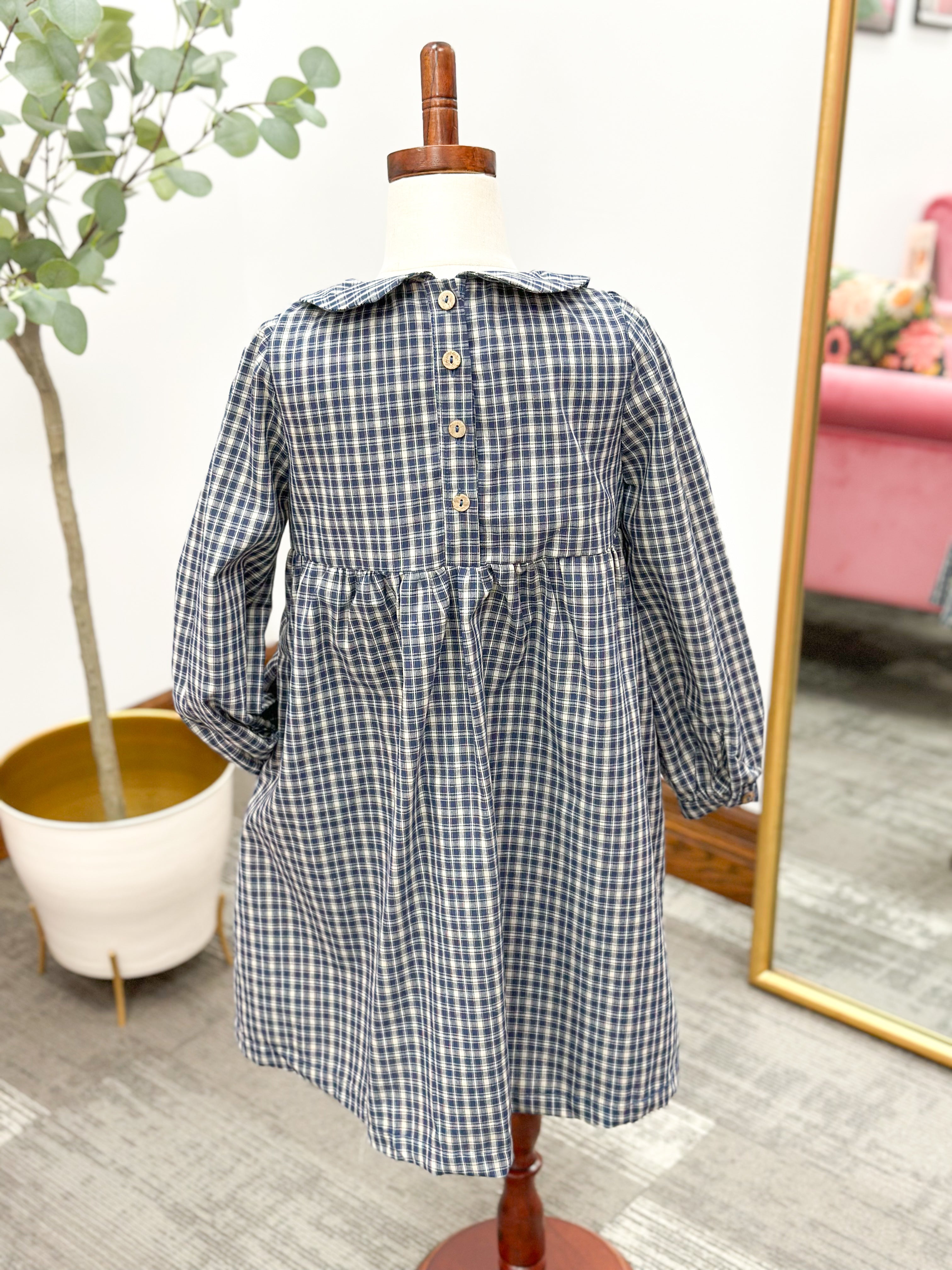 Girls Peter Pan Collar Plaid Dress