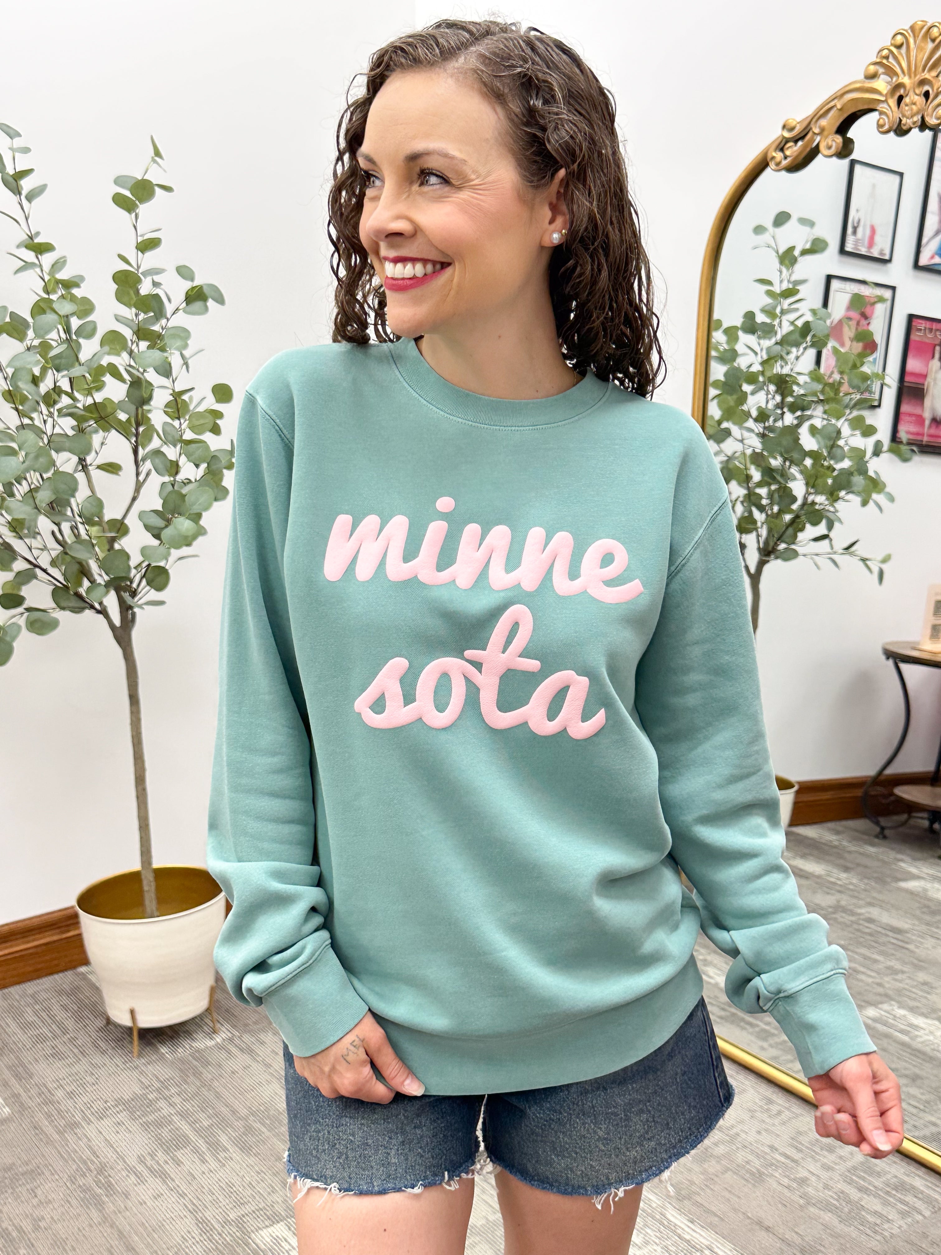 Teal & Pink Minnesota Crewneck Sweatshirt
