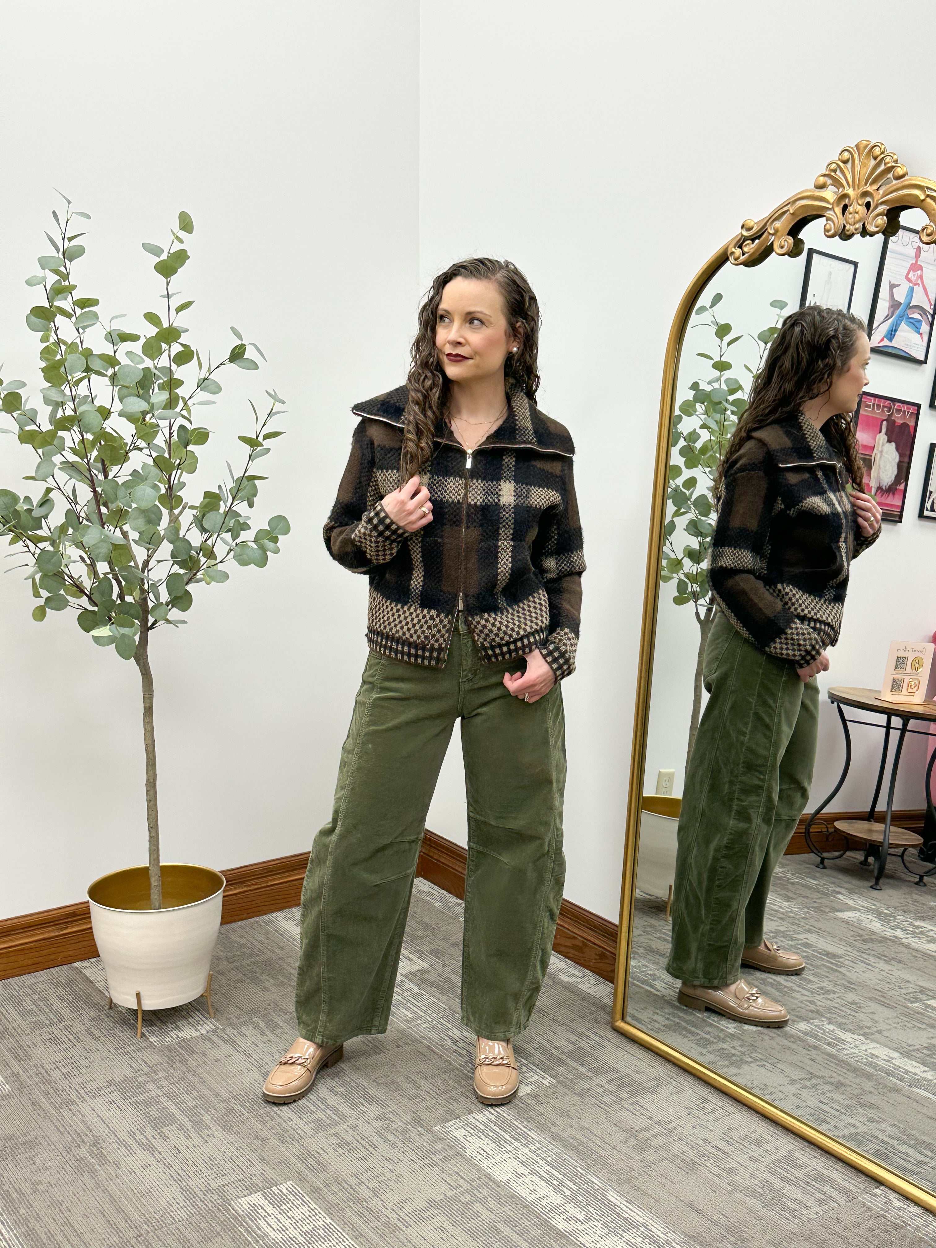 Slouchy Ankle Barrel Corduroy Pants