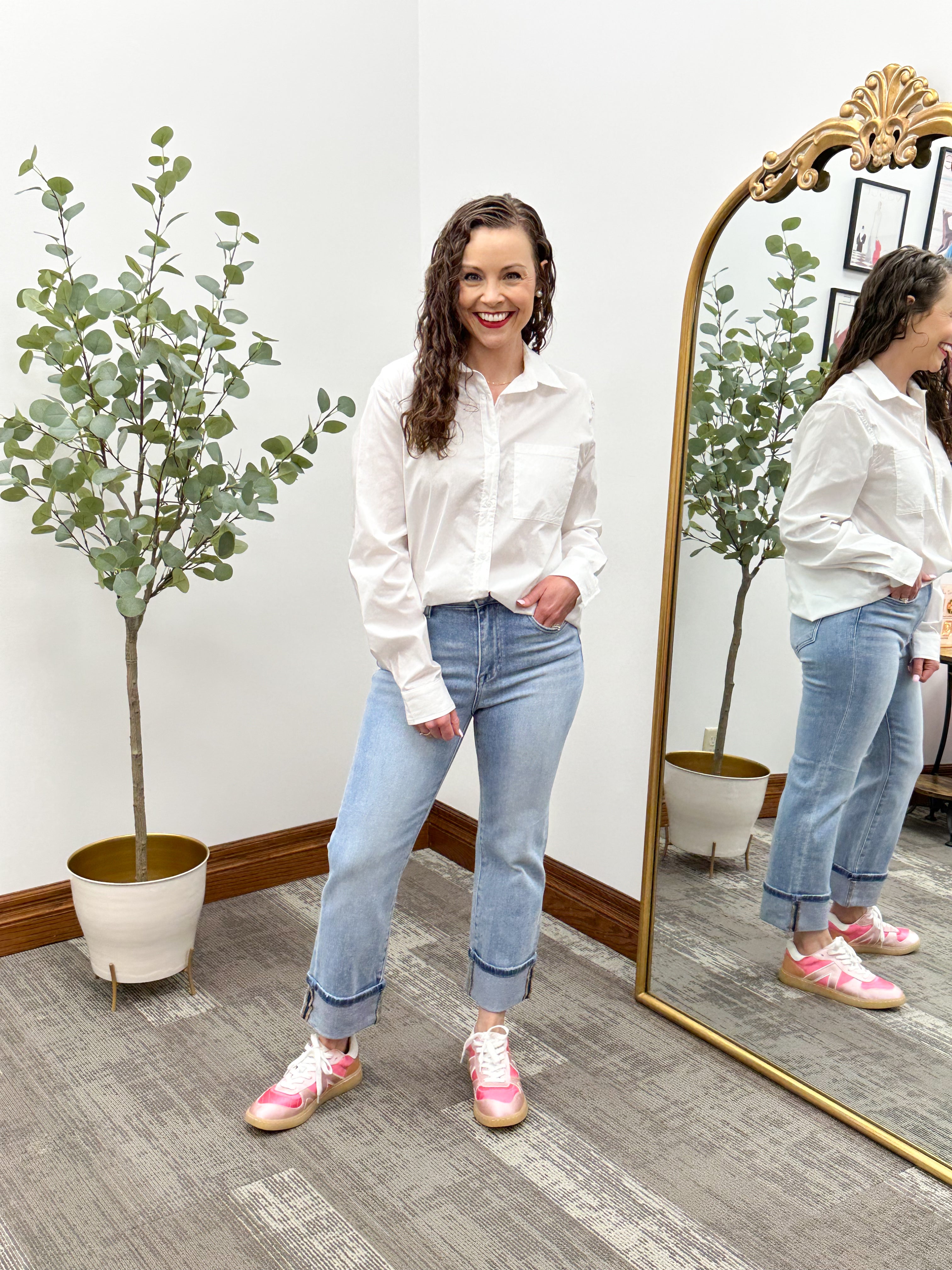 Oversized White Poplin Button-Up Shirt
