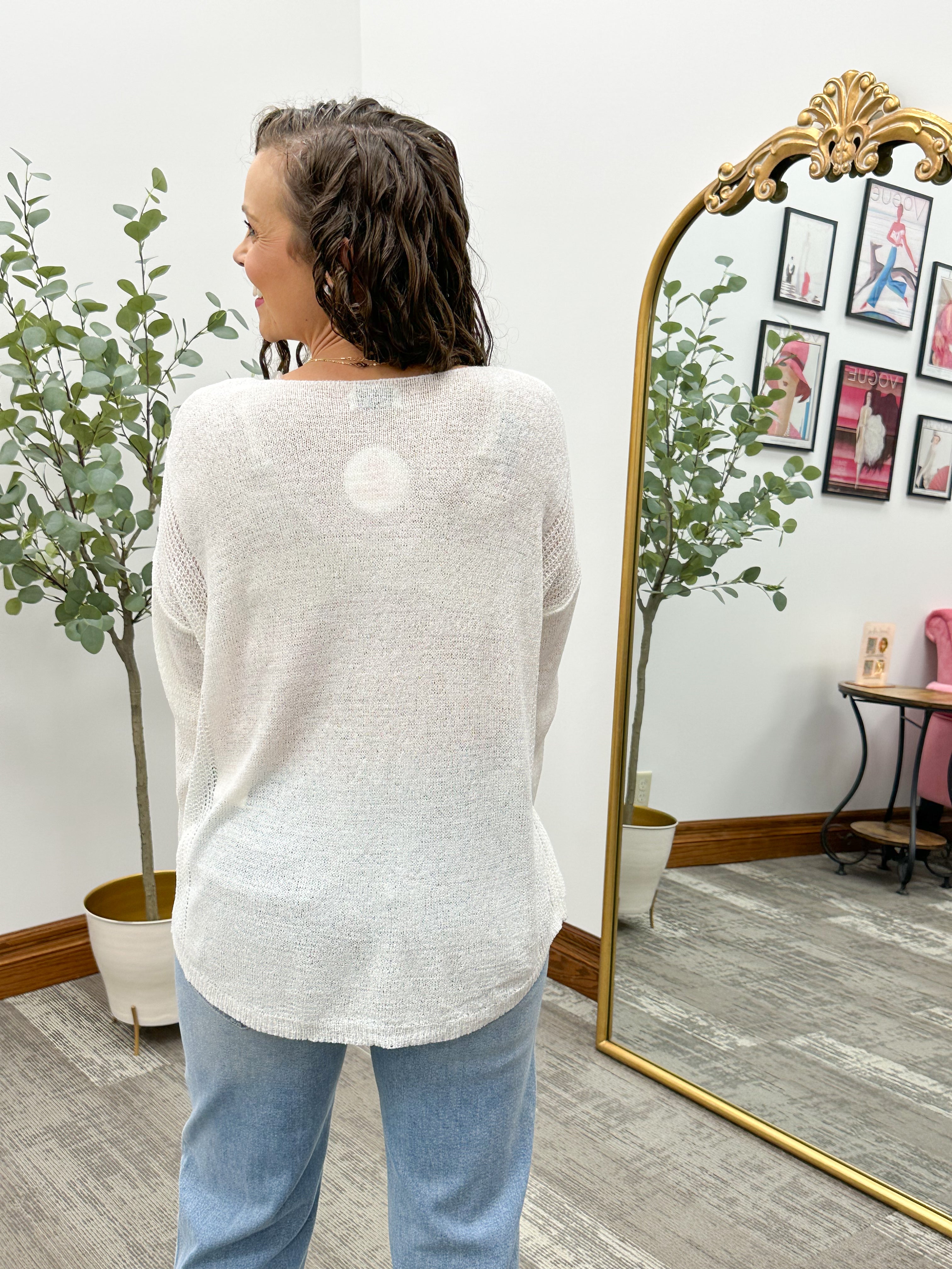 Ivory Drop Shoulder Lightweight Sweater