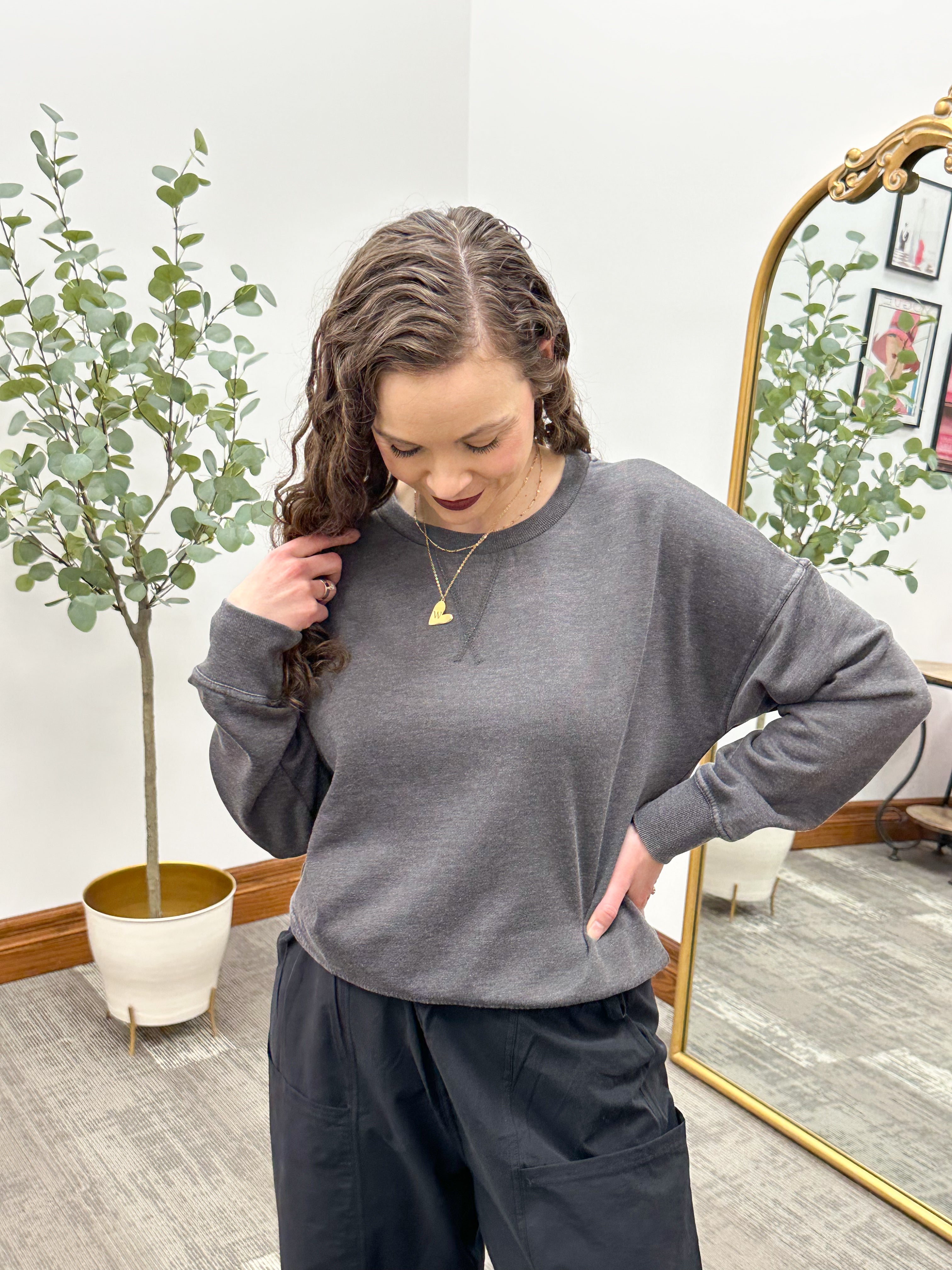 Cute Black Crewneck Sweatshirt