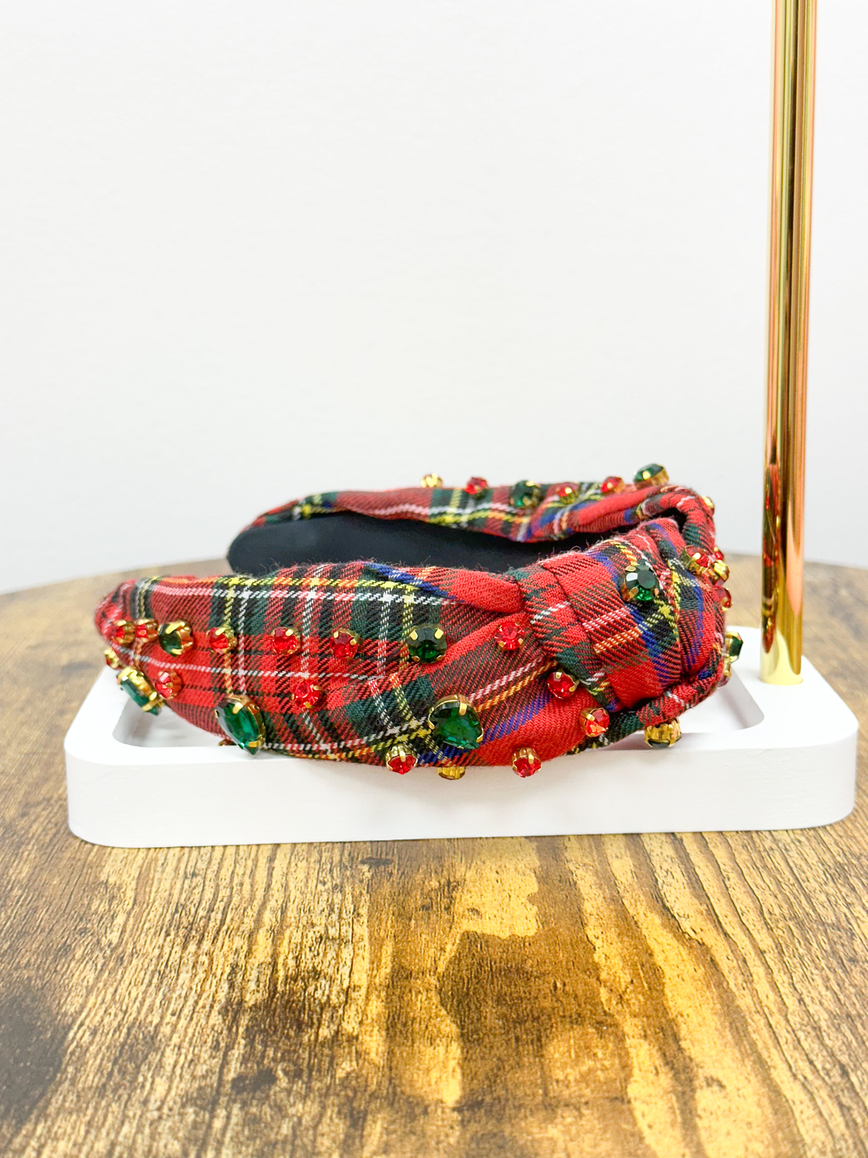 Red Plaid Knot Headband