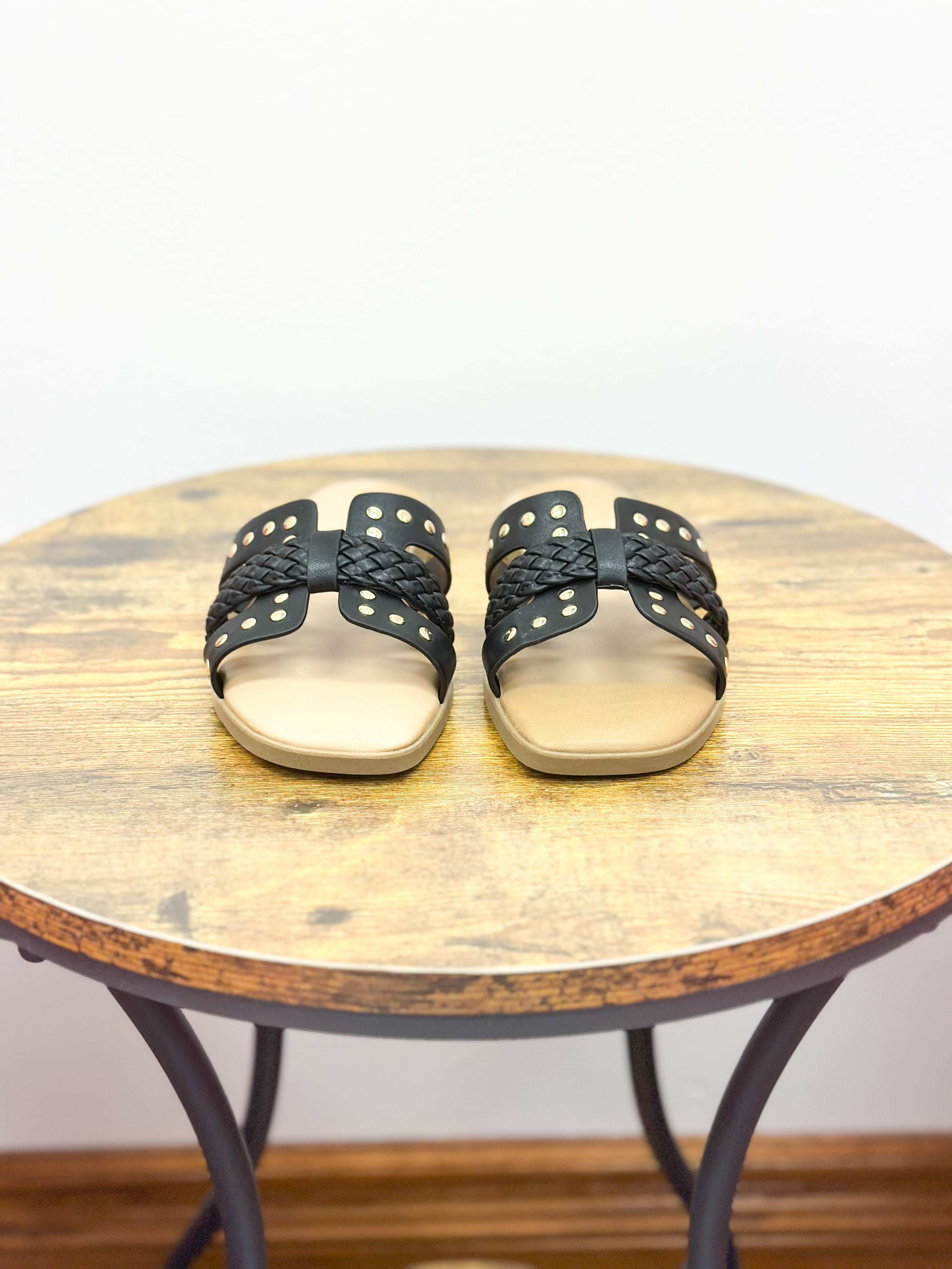 Iris Black Studded Sandals