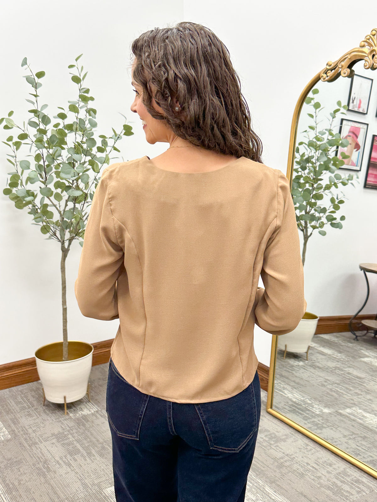 Tan Button Up Blouse