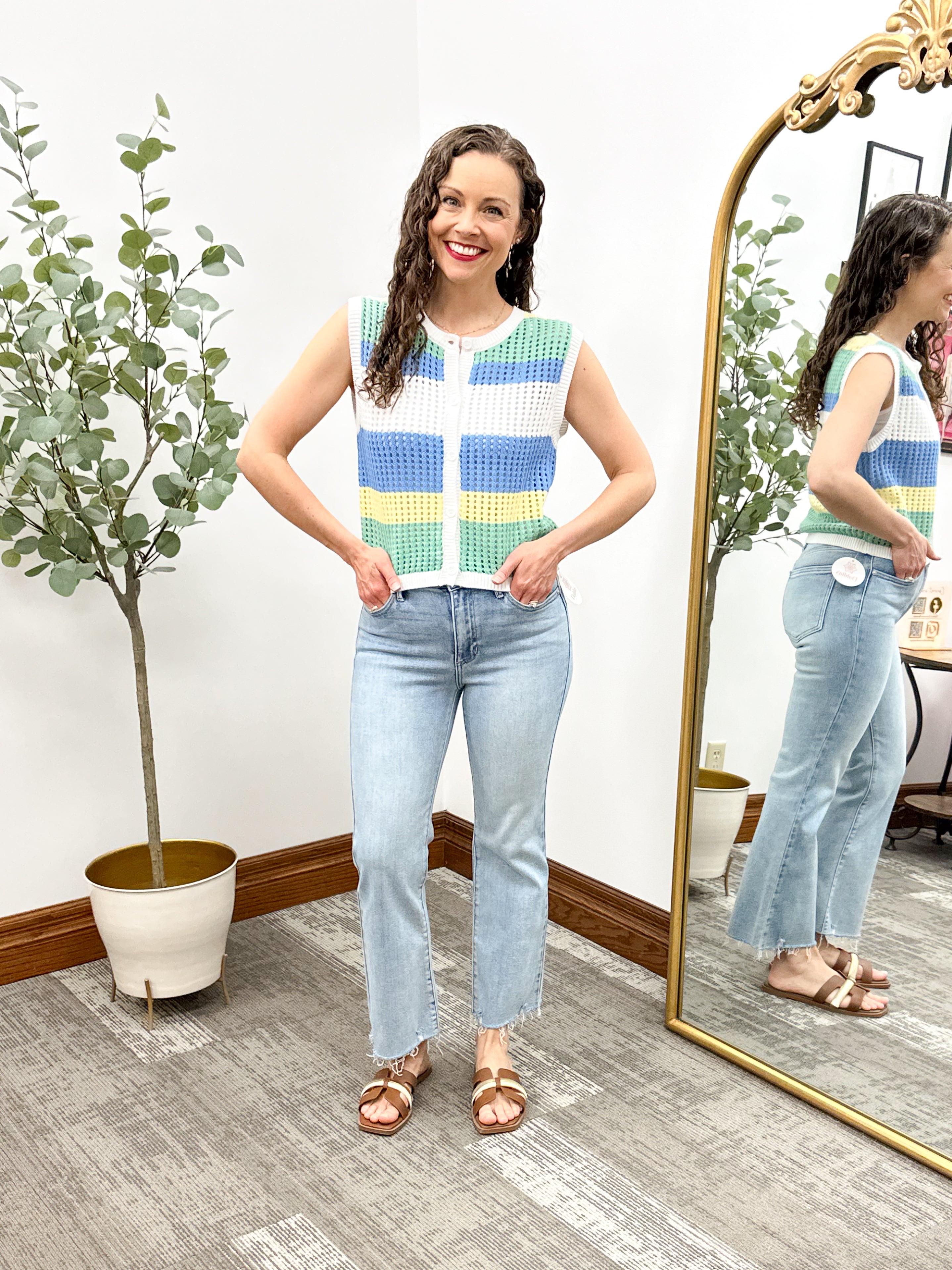 Color Block Knit Sweater Vest