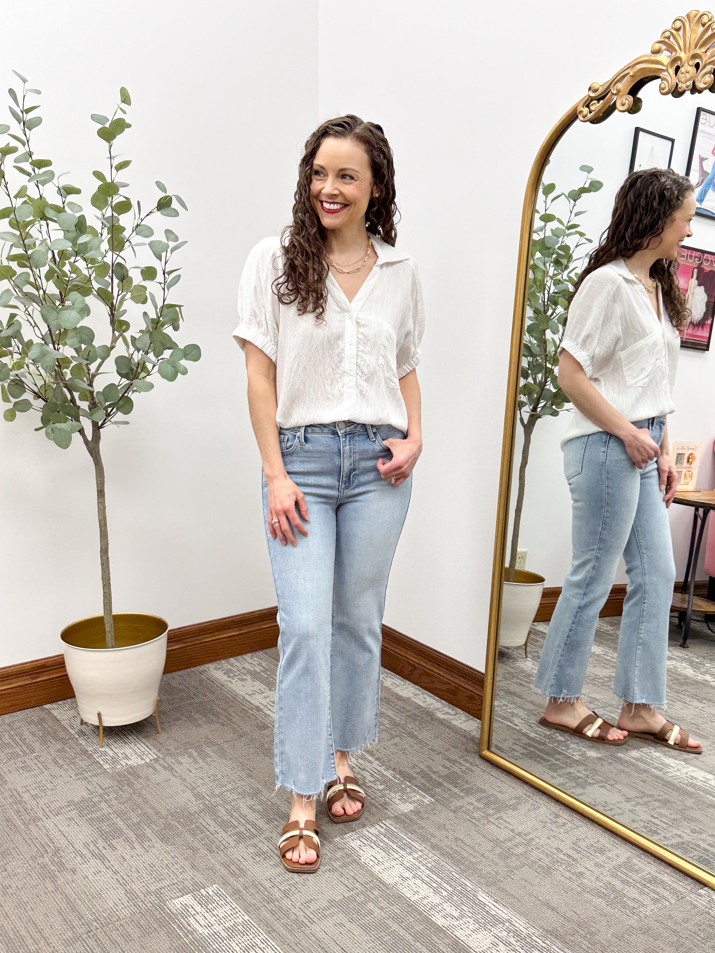 Willow White Button Up Top