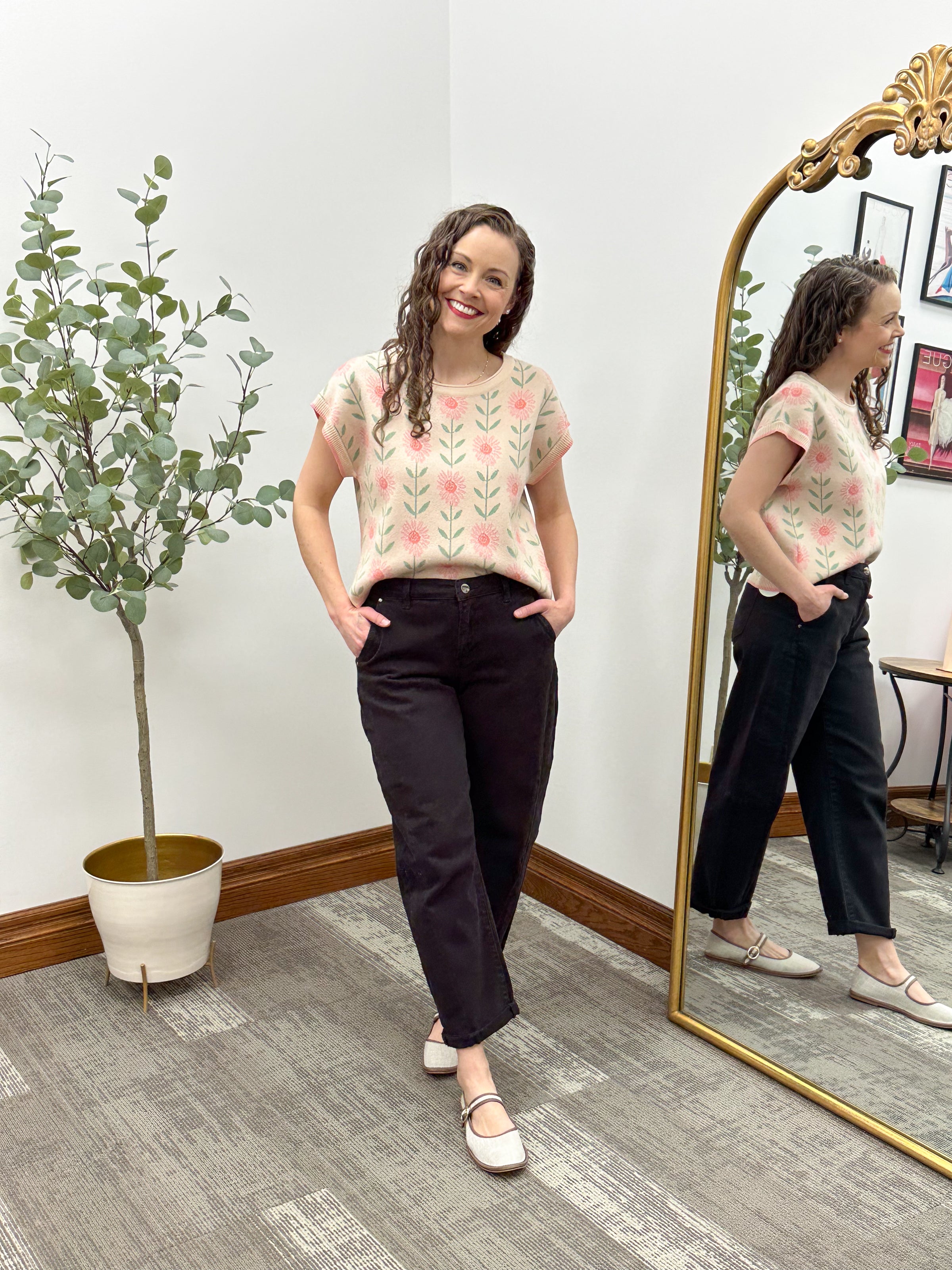 Vintage Floral Print Sweater Vest