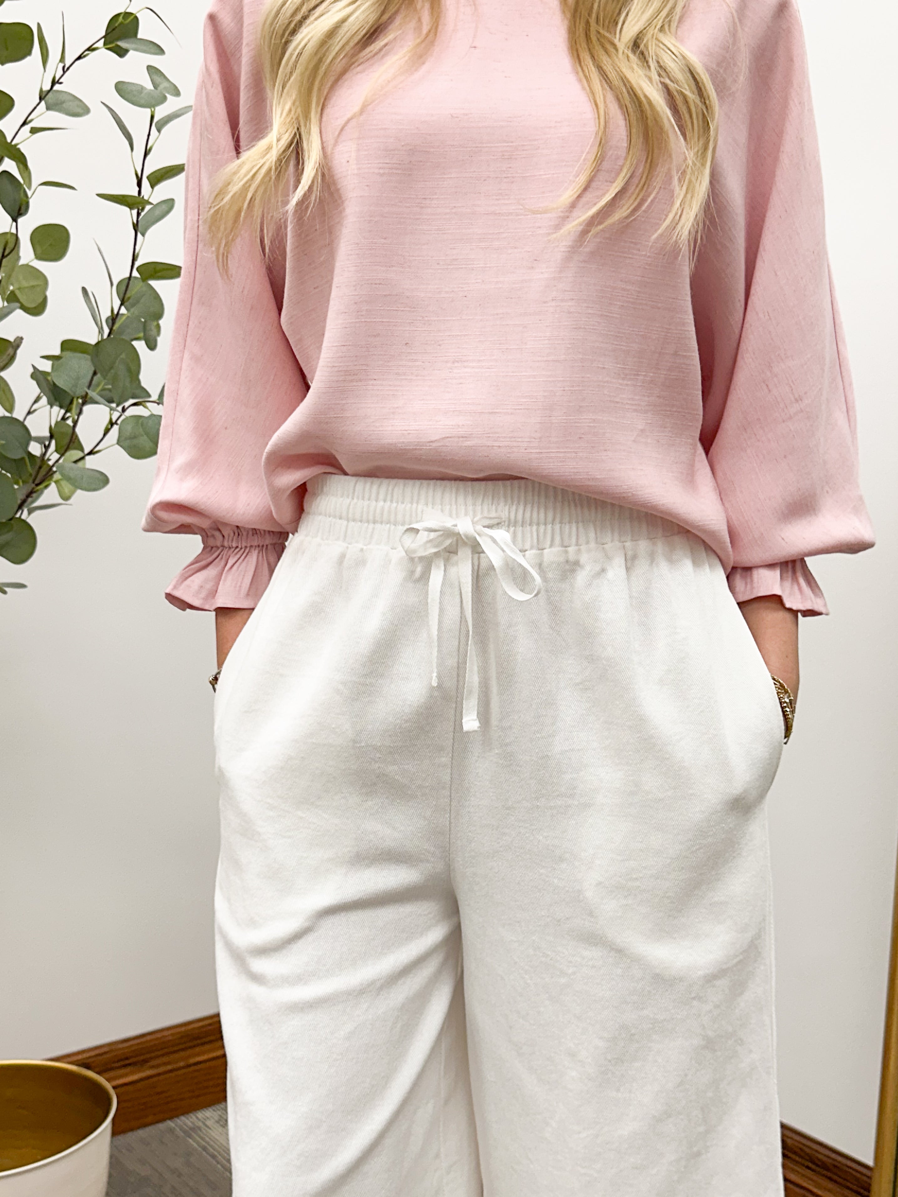 White Wide Leg Culotte Pants
