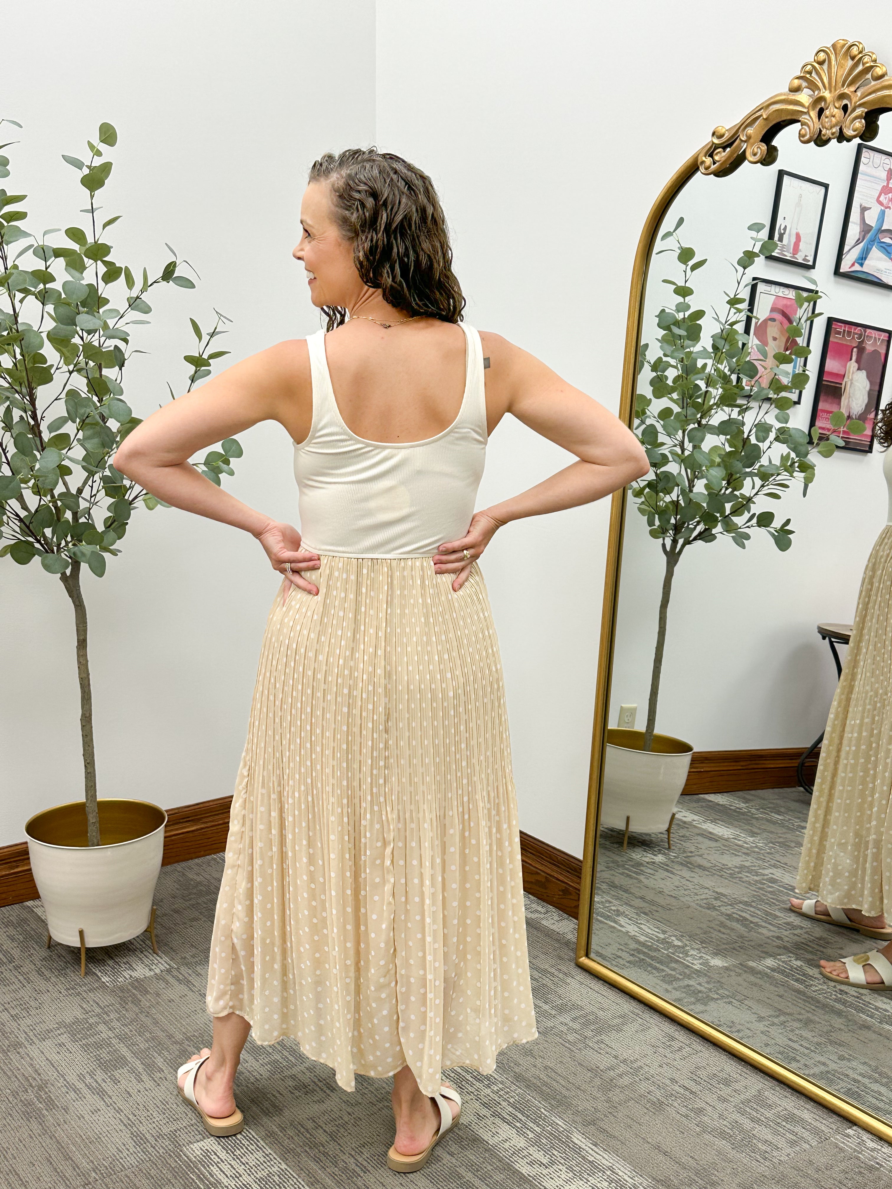 Neutral Polka Dot Dress