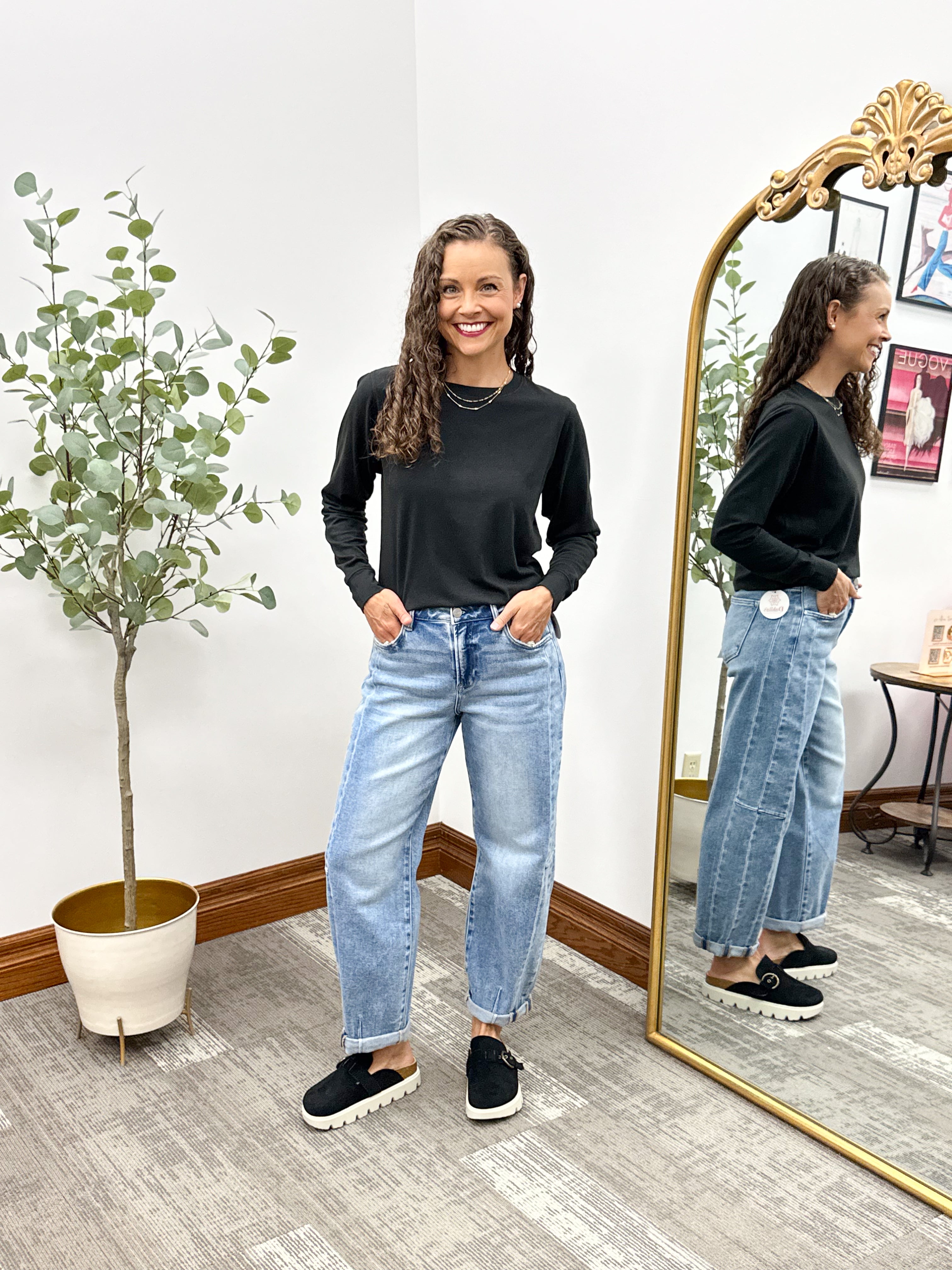Stonewash Black Basic Long Sleeve Top