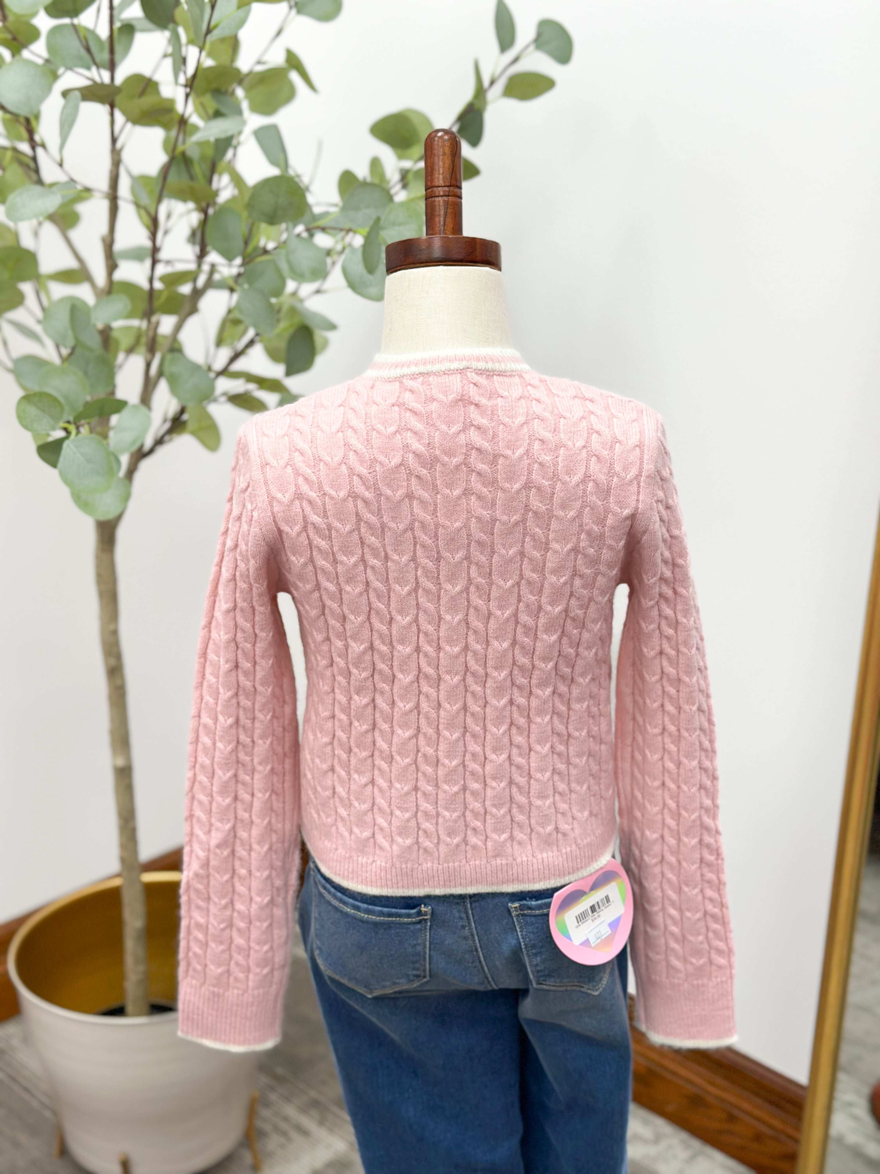 Girls Cropped Cable Knit Cardigan
