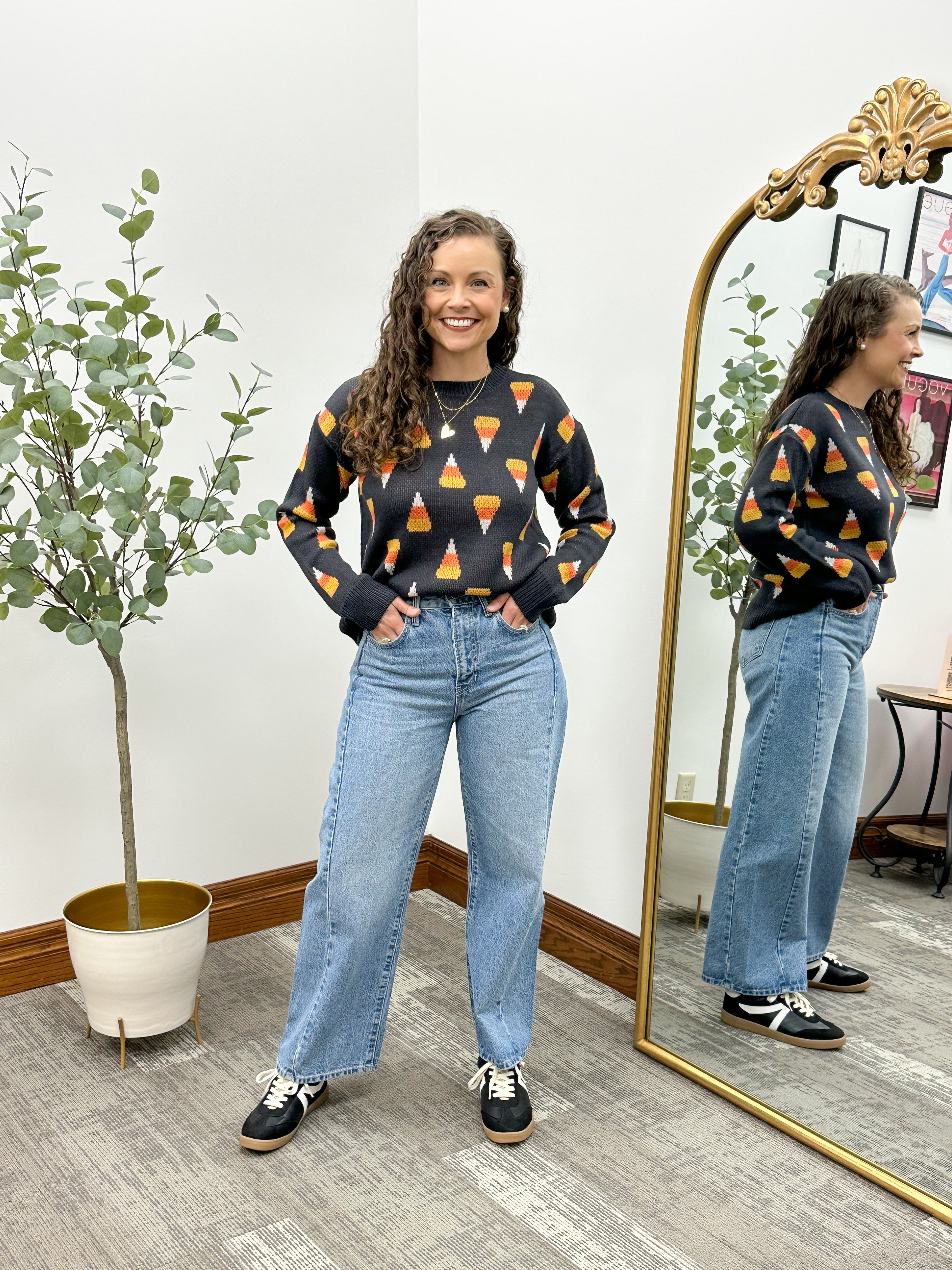 Candy Corn Printed Sweater