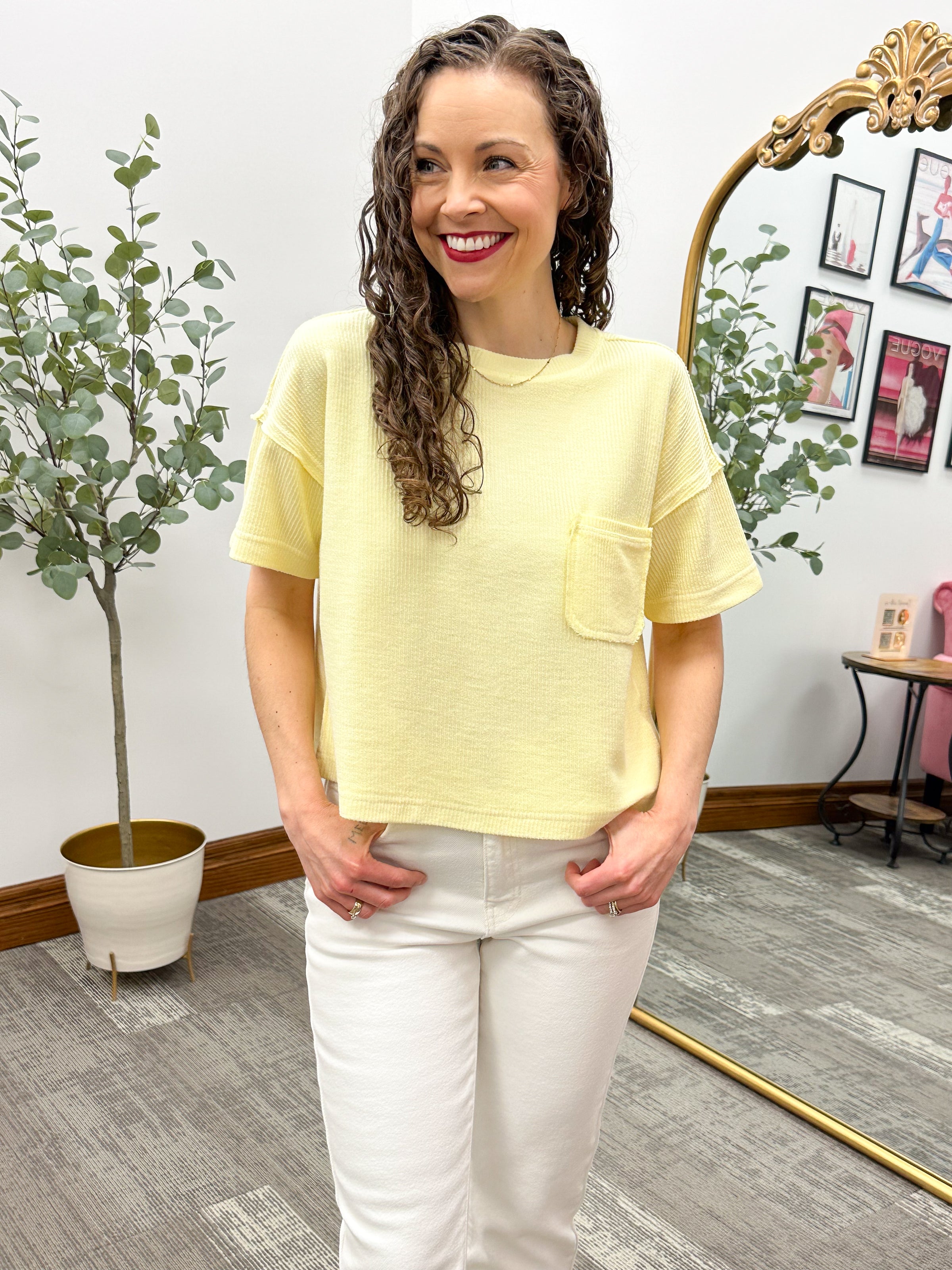 Ribbed Short Sleeve Top