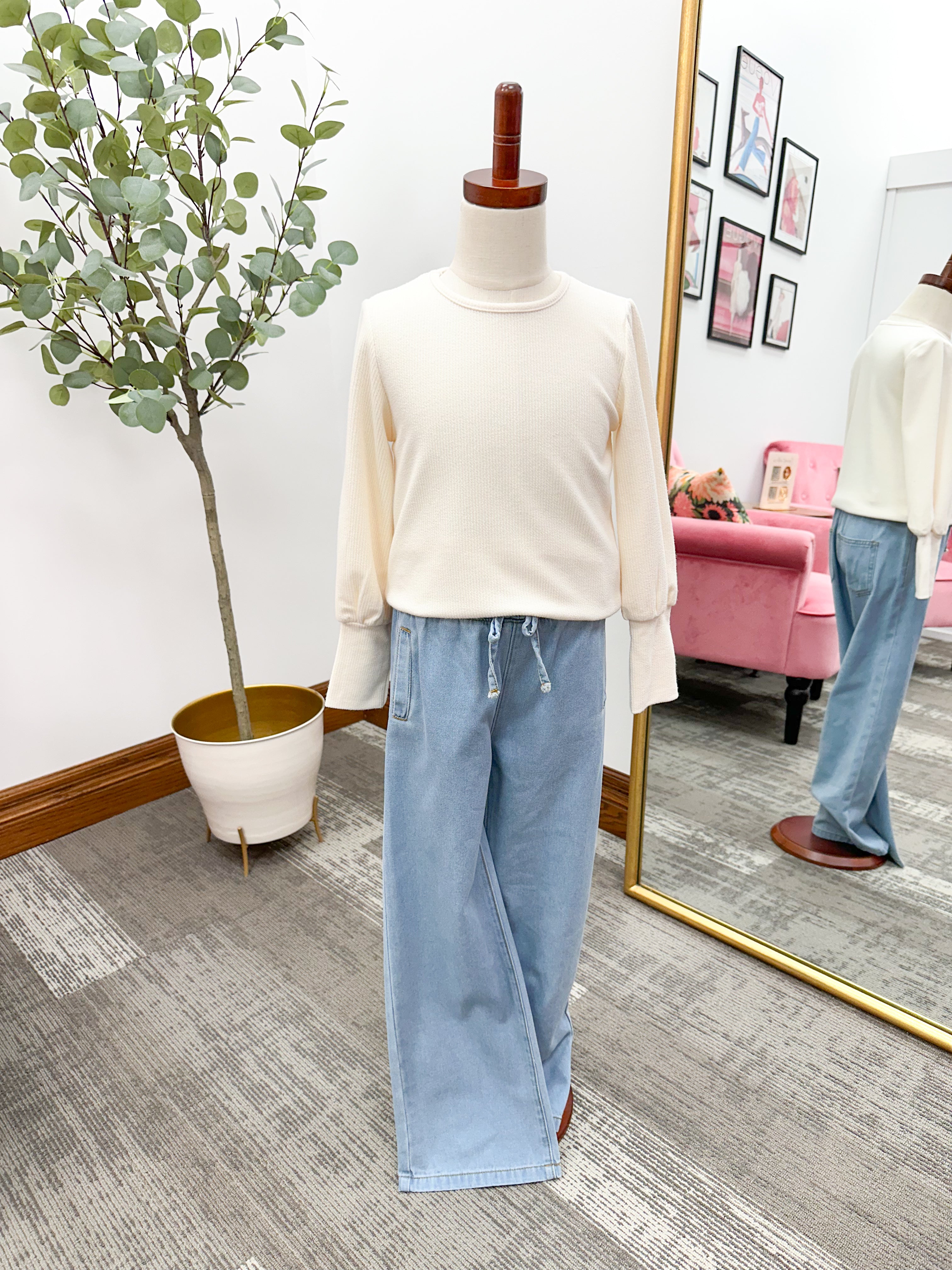 Girls Ribbed Long Sleeve Top